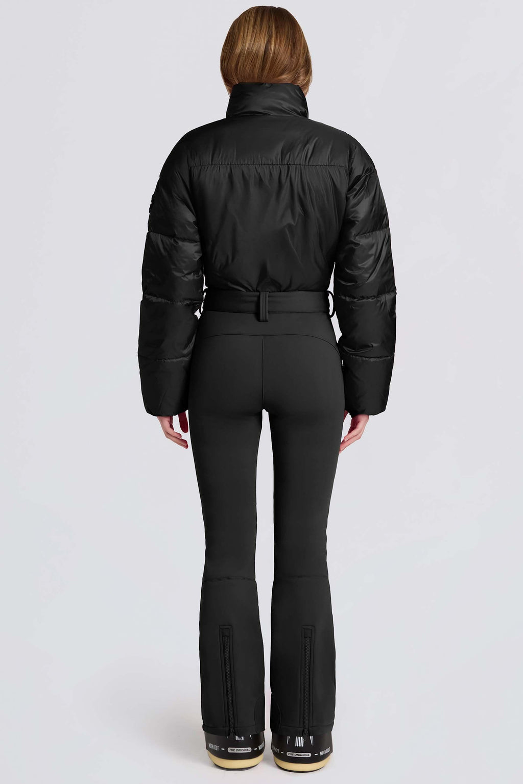 Waterproof Padded Belted Ski Suit In Black