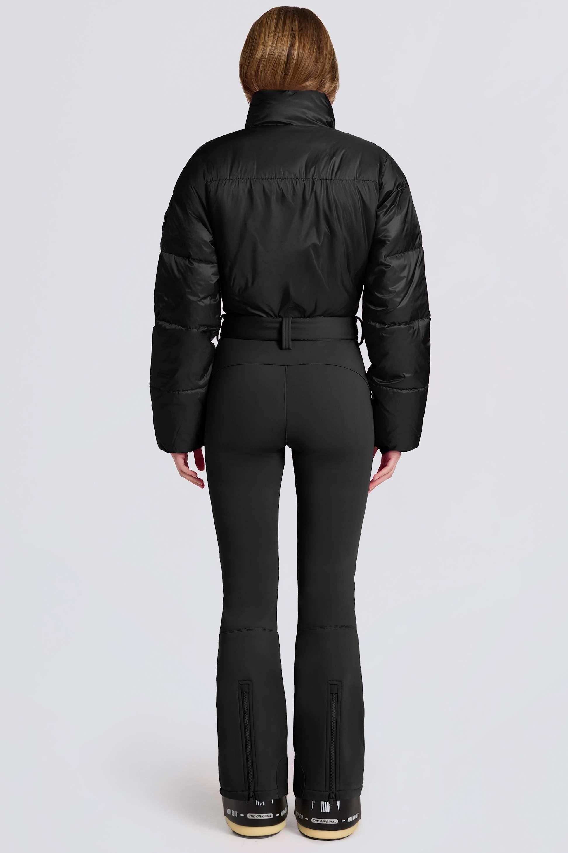 Waterproof Padded Belted Ski Suit In Black