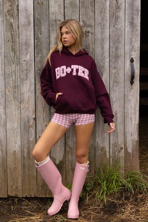 Oversized Applique Hoodie In Plum