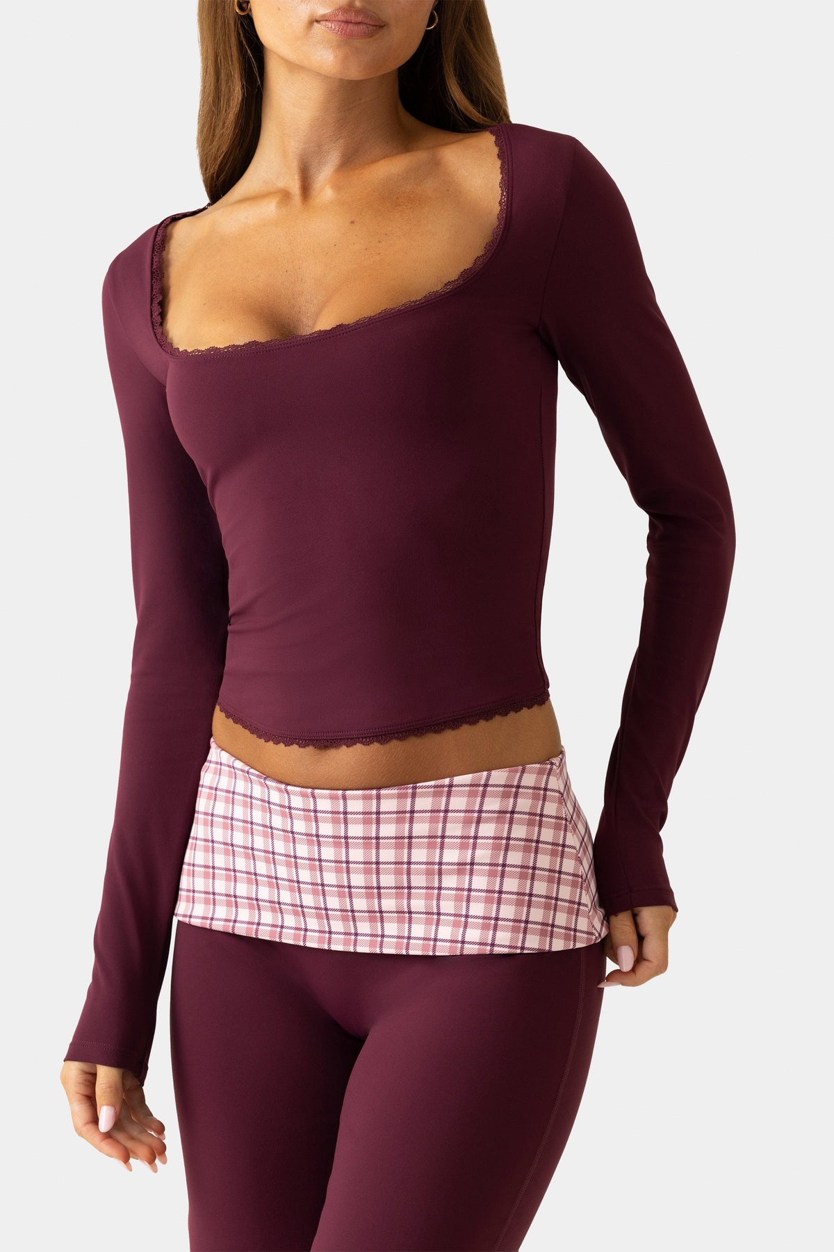 Soft Active Long-sleeve Top In Burgundy