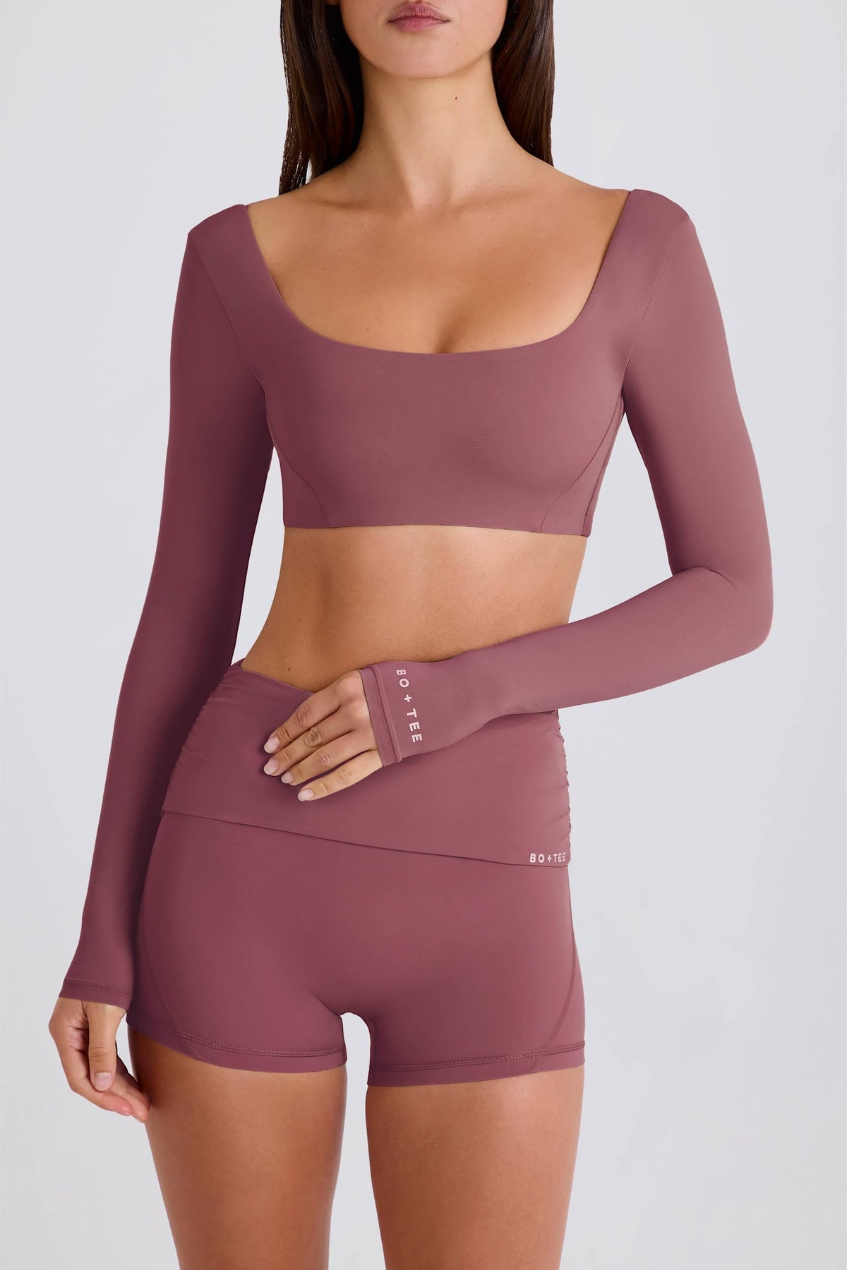 Long-sleeve Crop Top In Acai