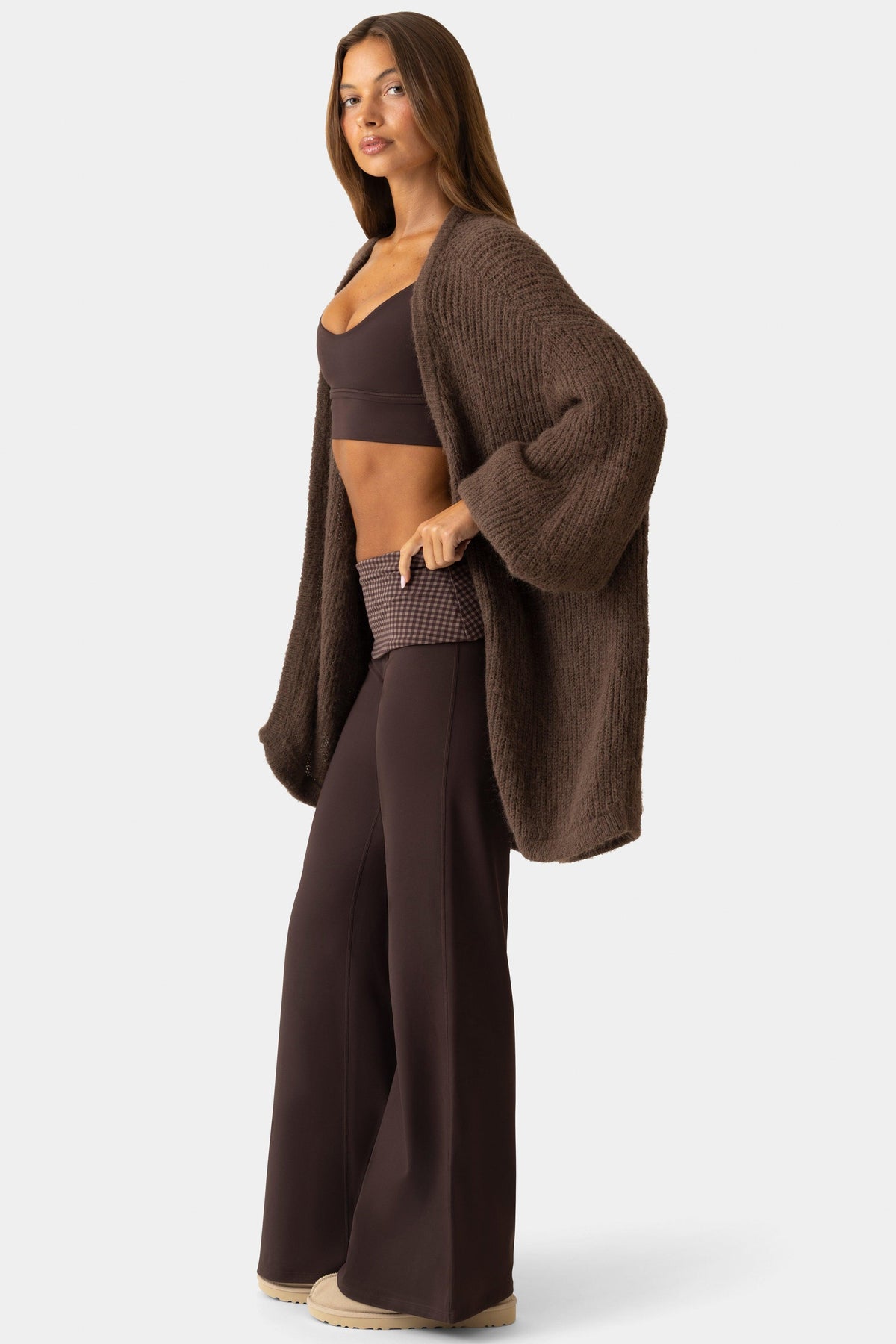 Soft Knit Cardigan In Espresso