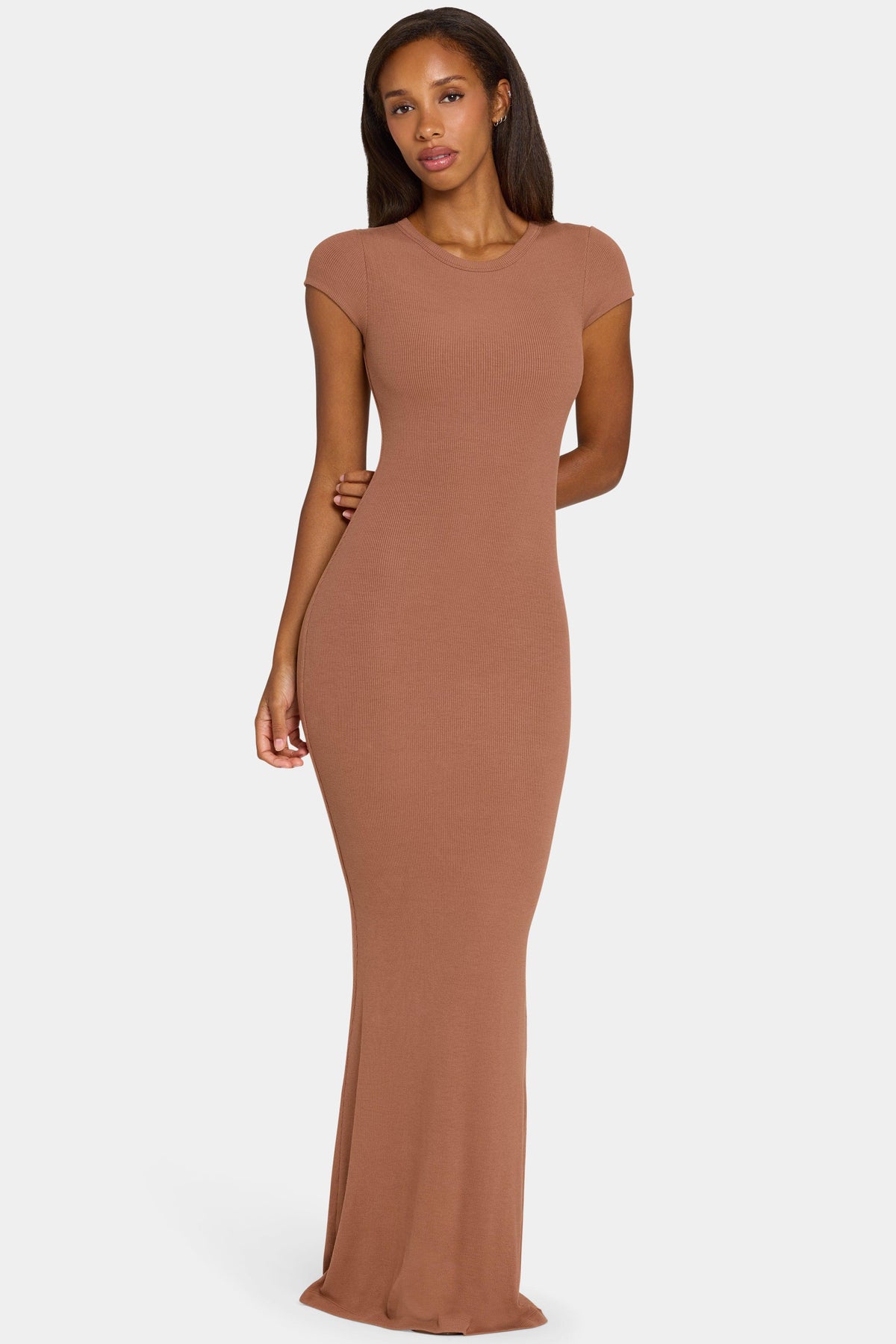 Buttercloud™ Cap Sleeve Maxi Dress In Cocoa