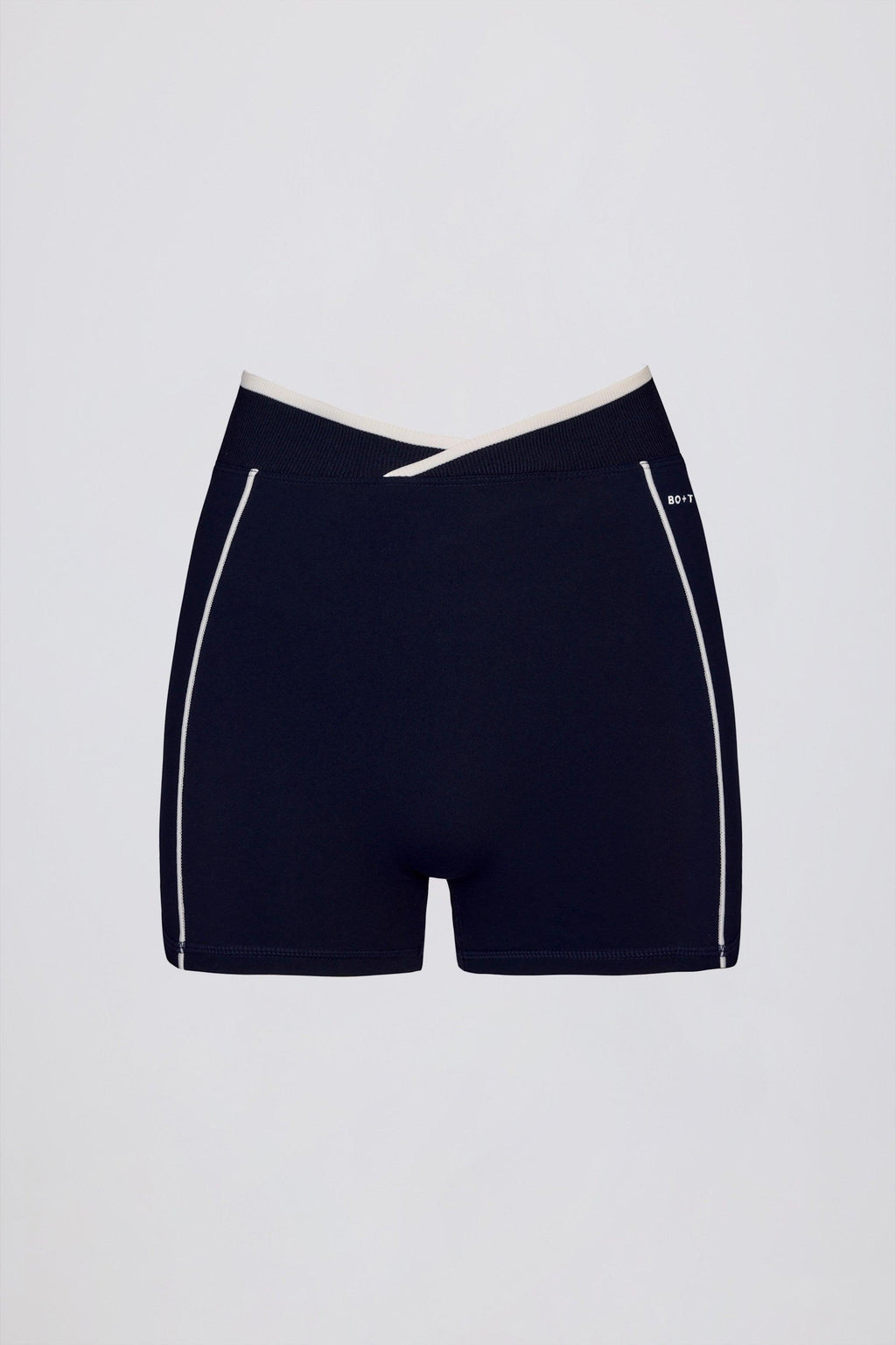 Soft Active Wrapover Contrast Mini Shorts In Classic Navy
