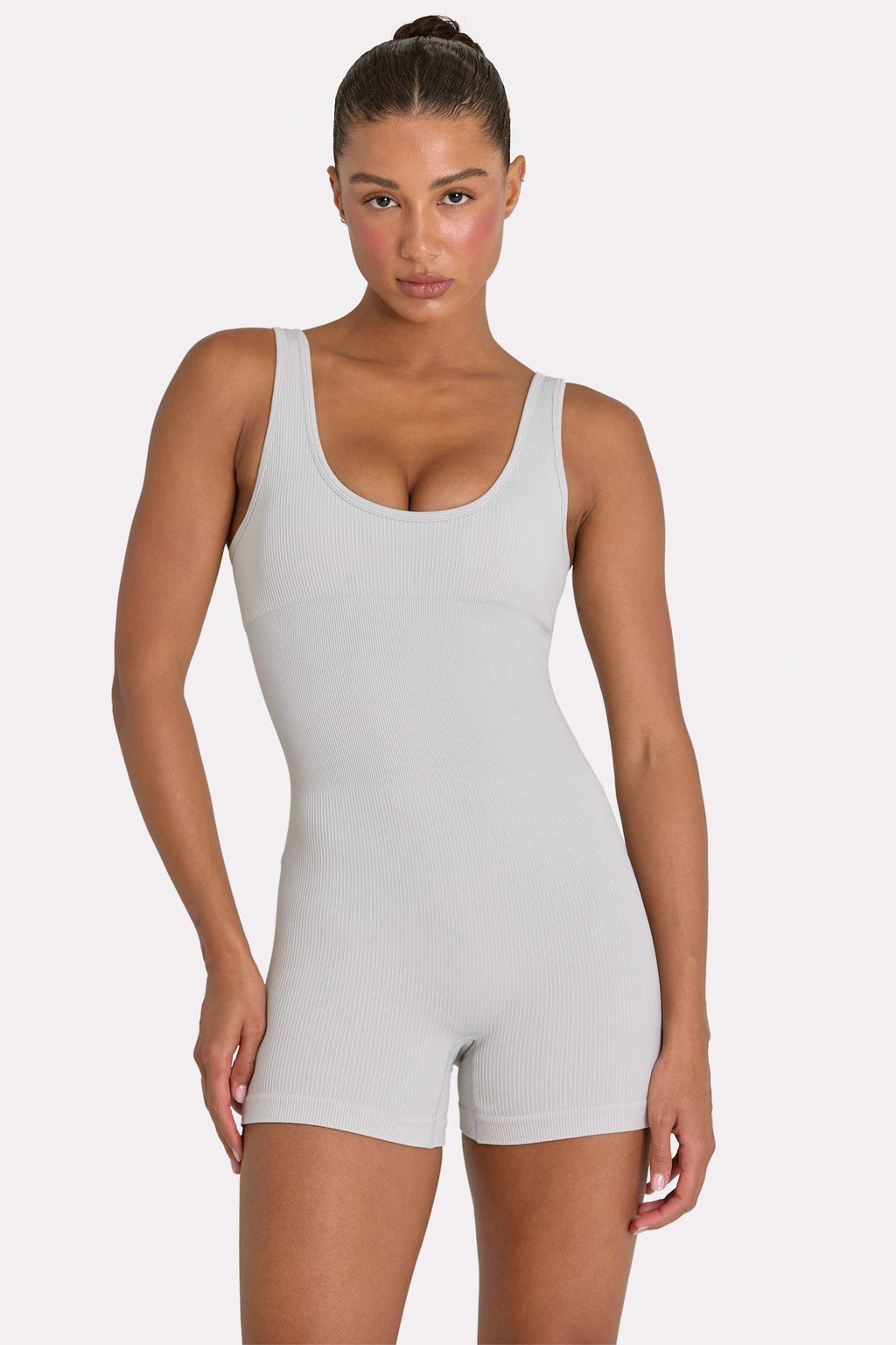 Wide Strap Unitard In Grey