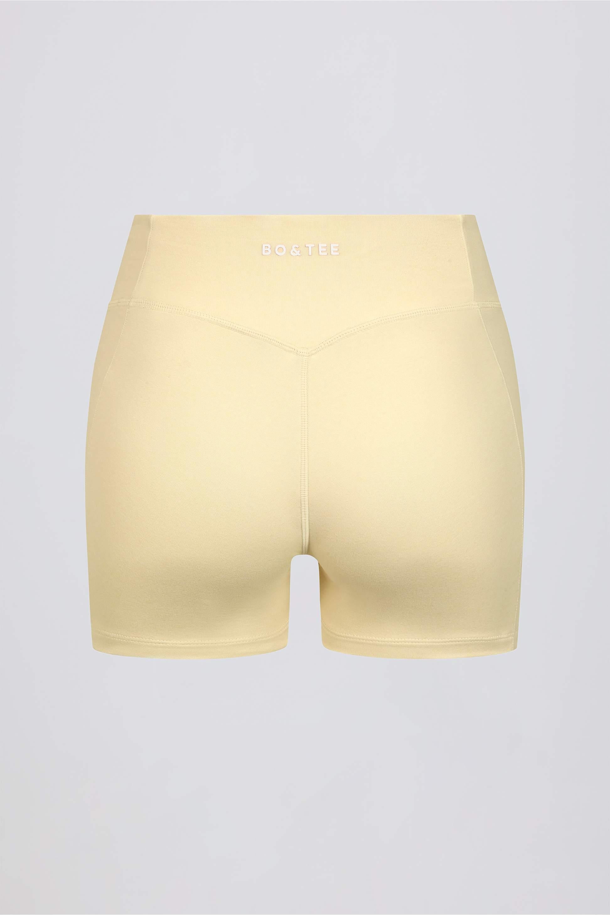 Ruched Mini Shorts In Lemon Marl