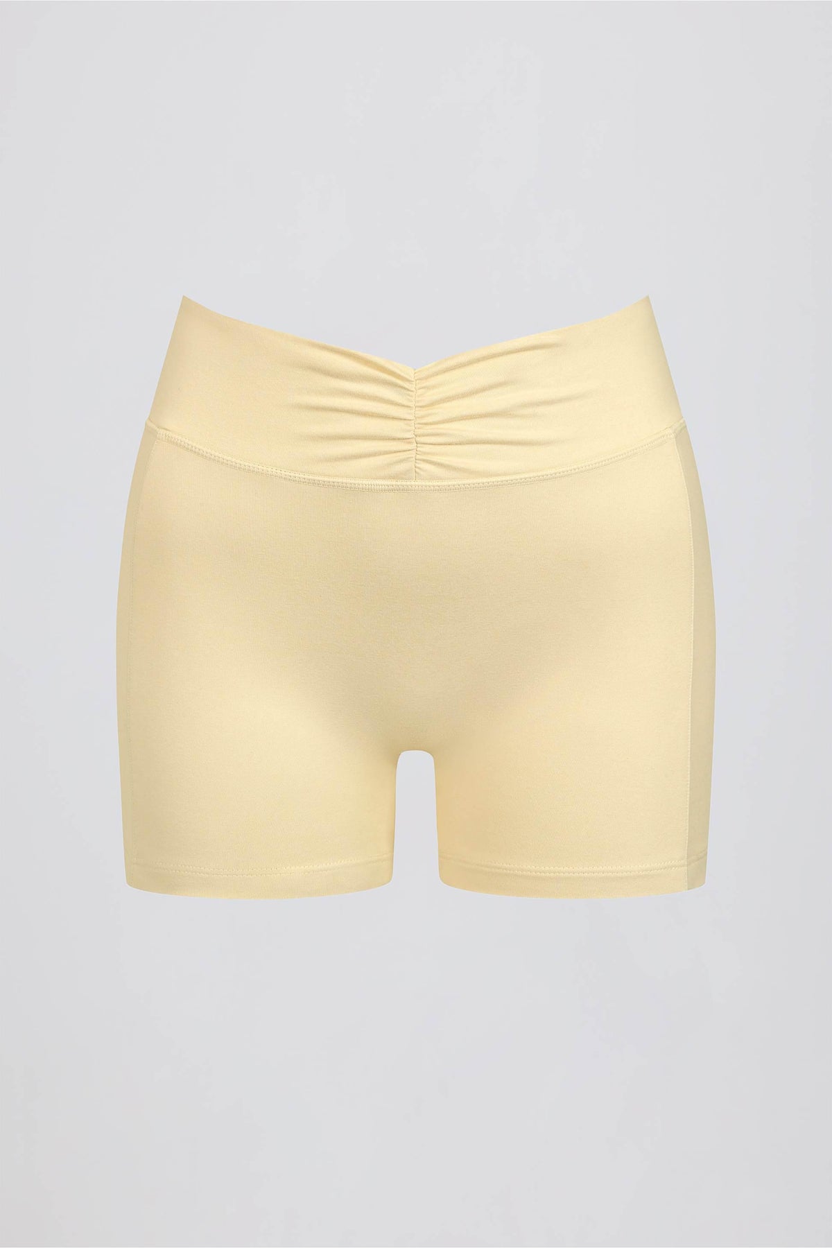 Ruched Mini Shorts In Lemon Marl