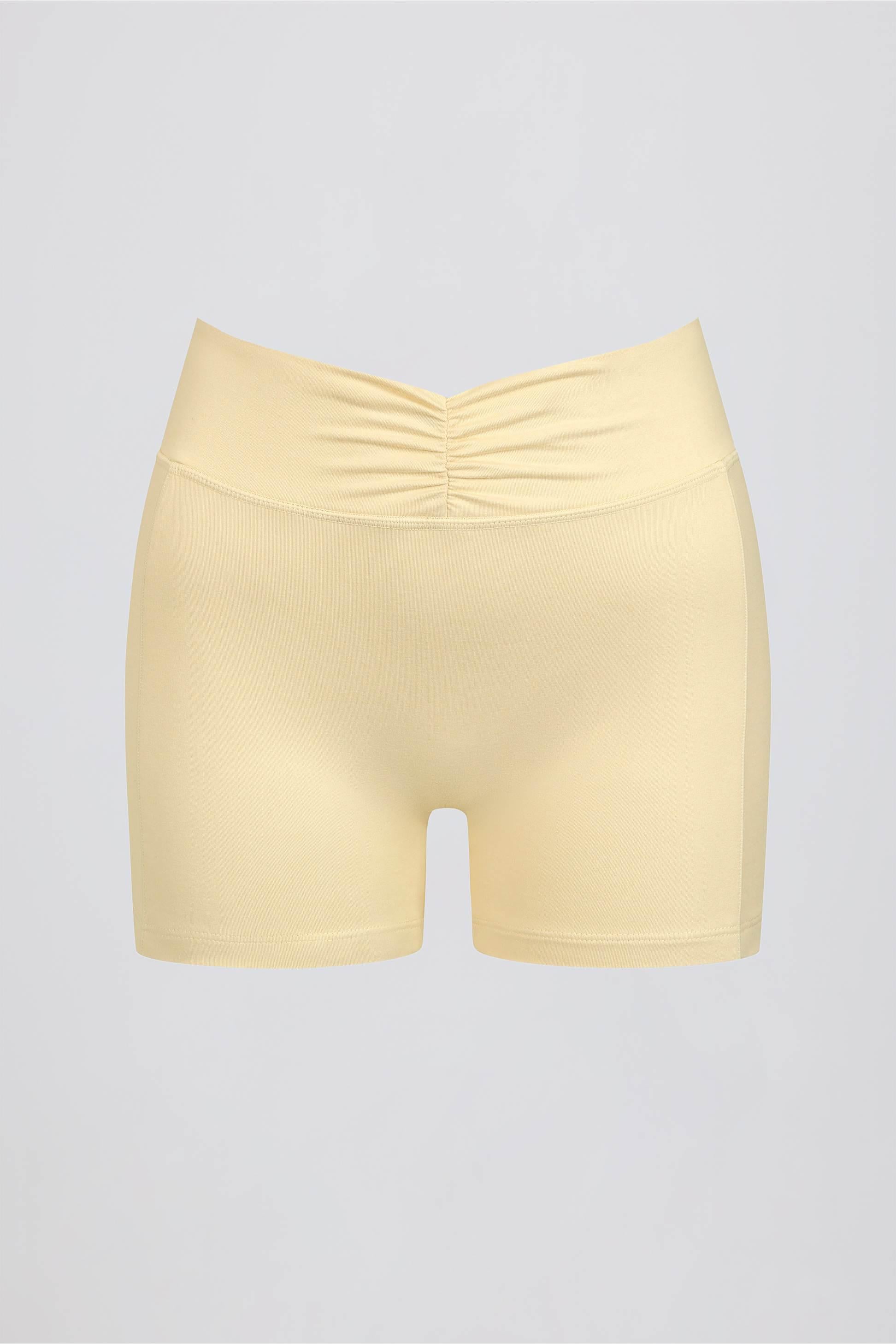 Ruched Mini Shorts In Lemon Marl