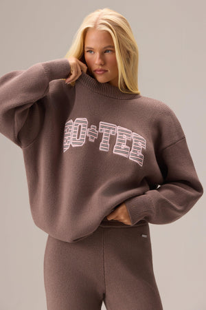 Ribbed Knit Oversized Jumper In Chestnut