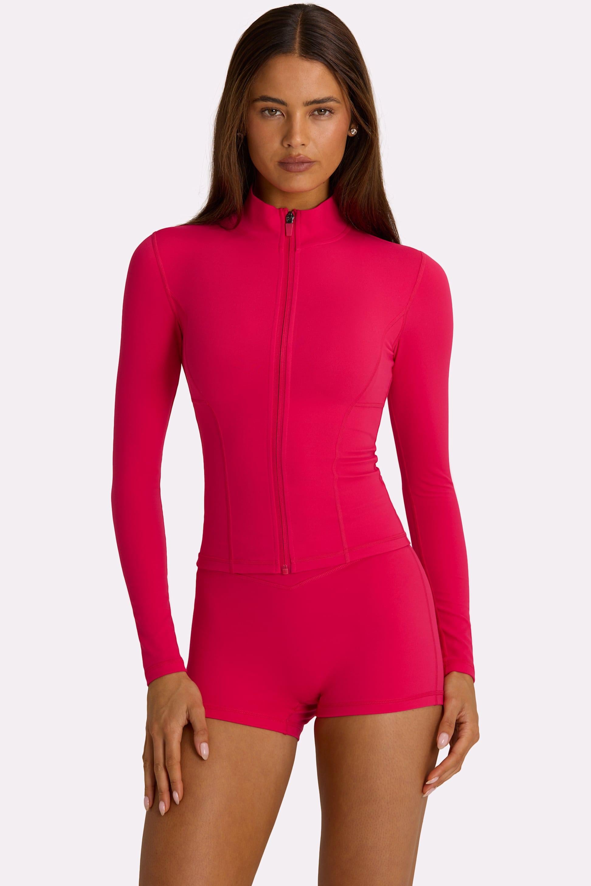Soft Active Zip-up Jacket In Hot Pink