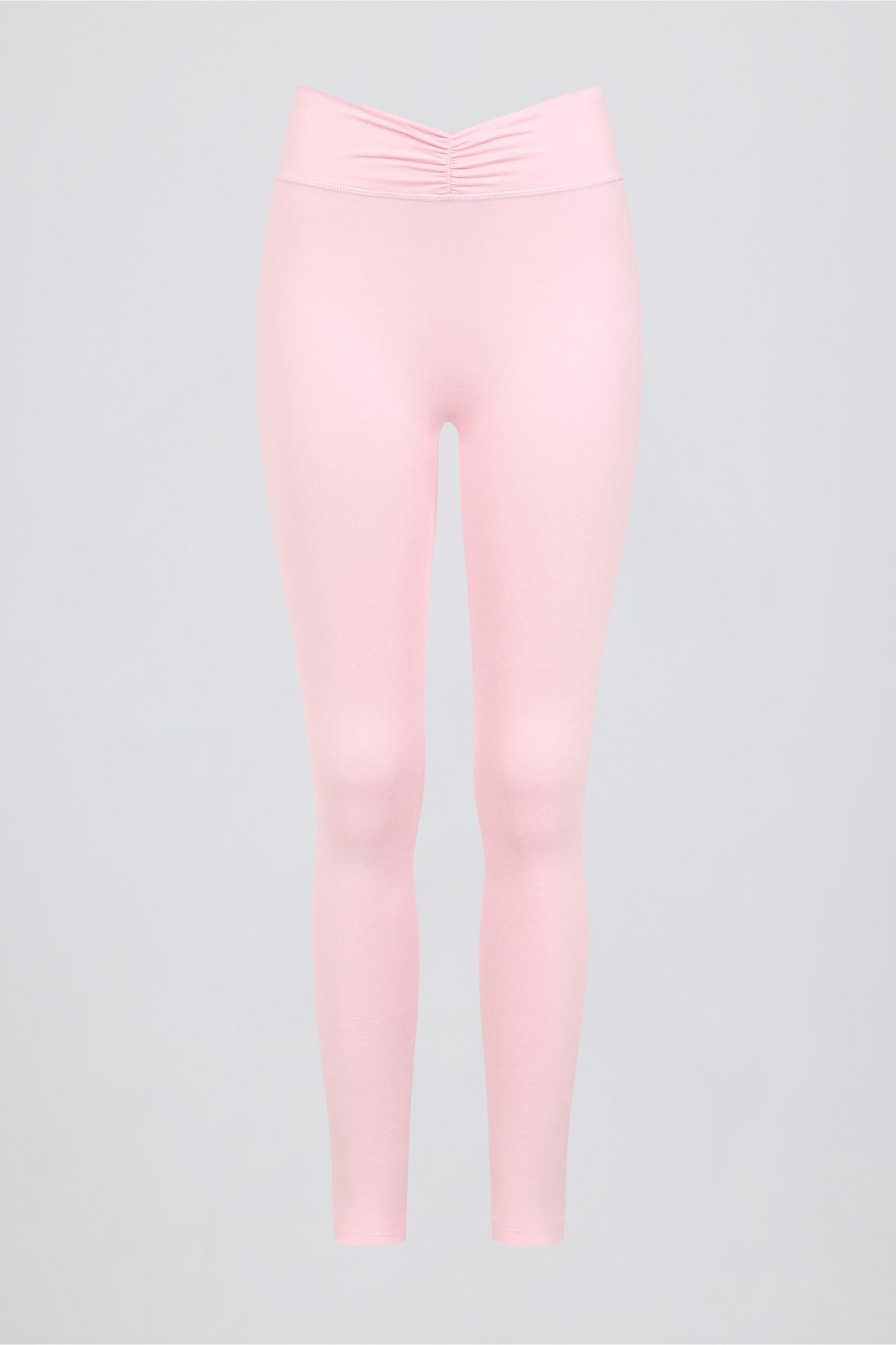 Brushed Jersey Ruched Mid-rise Leggings In Bloom