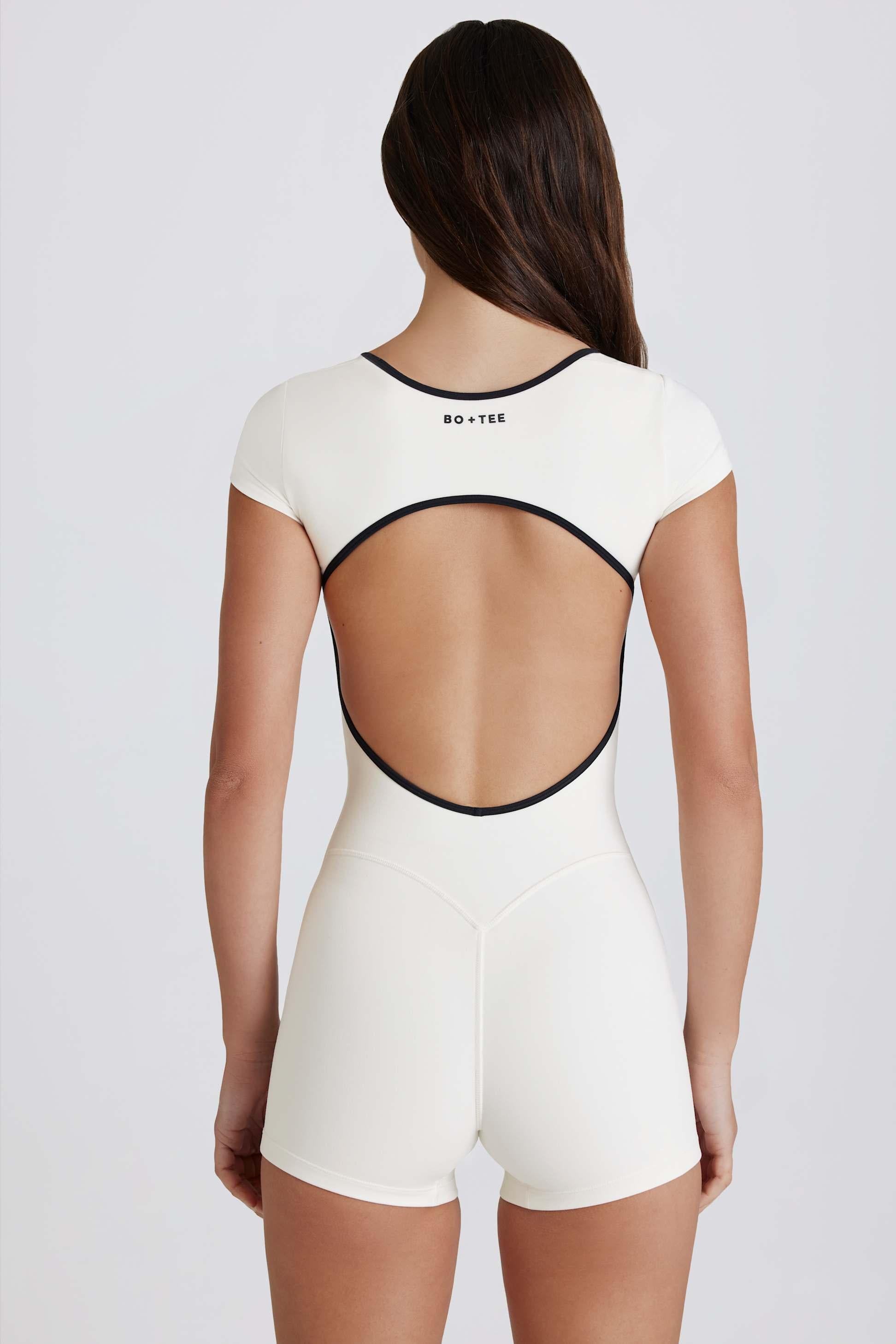 Soft Active Open-back Unitard In Coconut