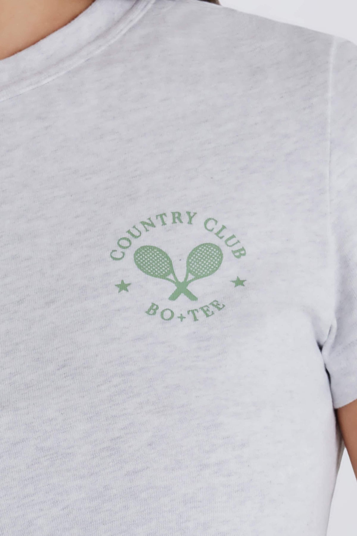 Cropped Graphic T-shirt In Grey Marl