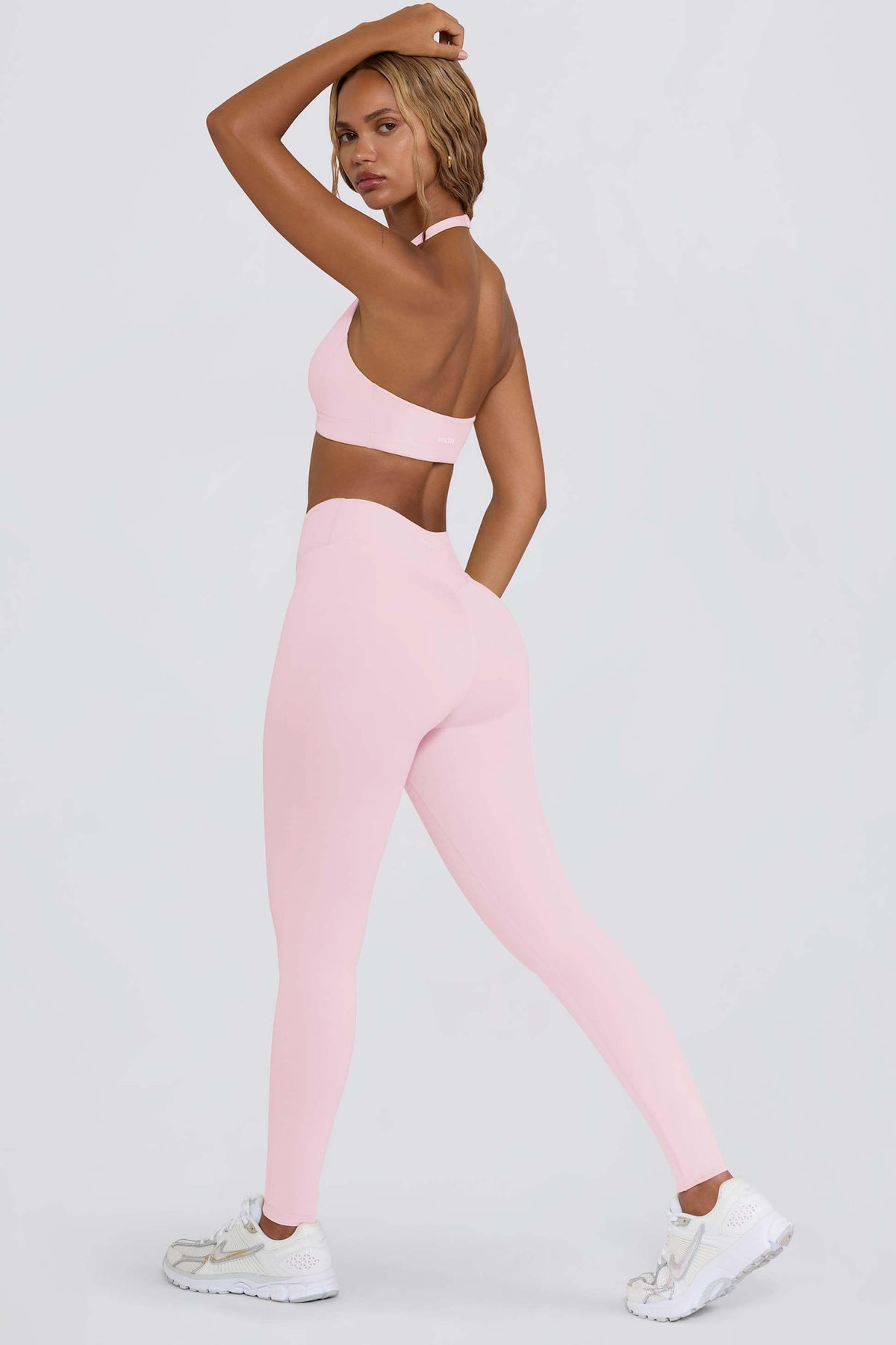 Brushed Jersey Ruched Mid-rise Leggings In Bloom
