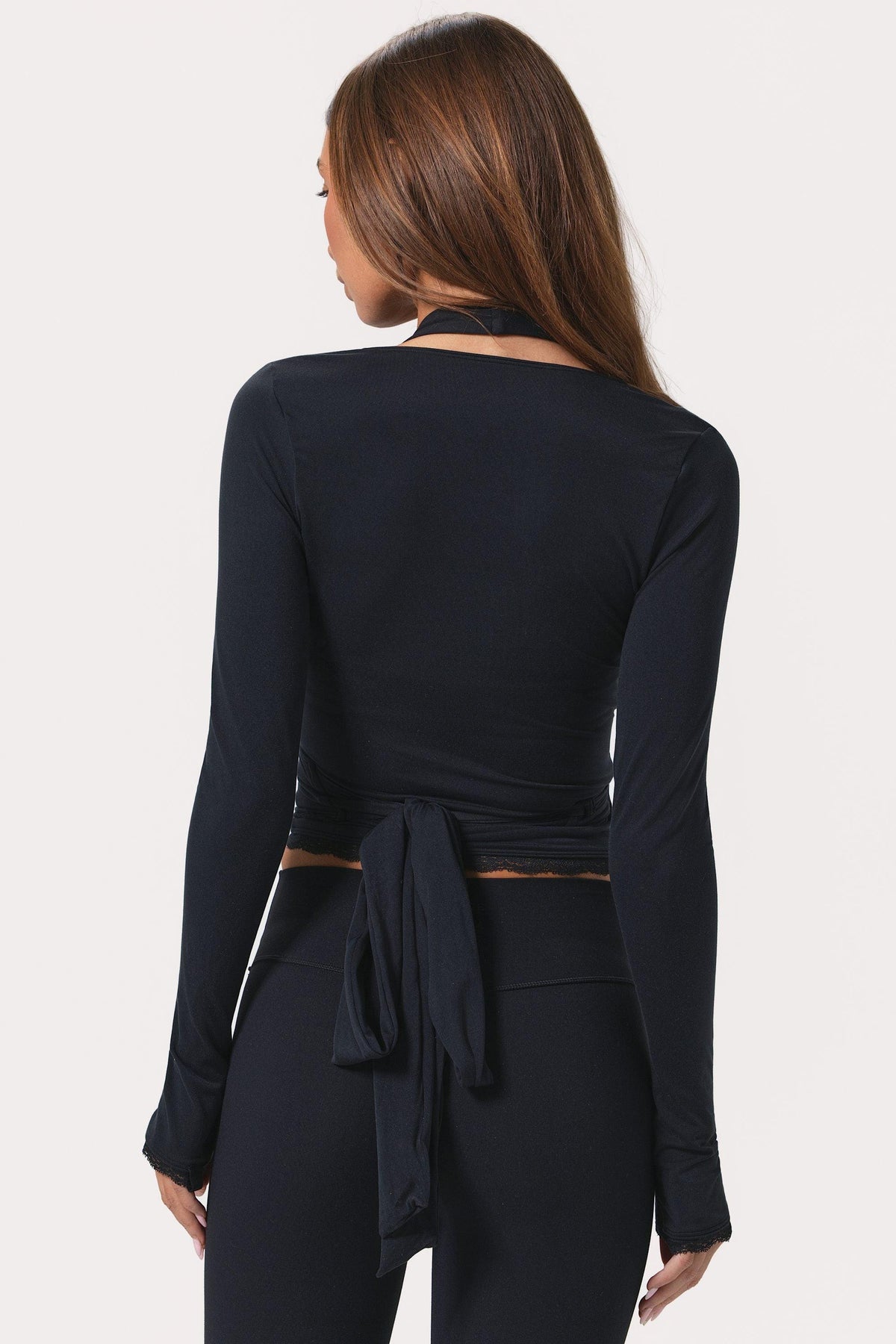 Soft Jersey Wrap Top In Black