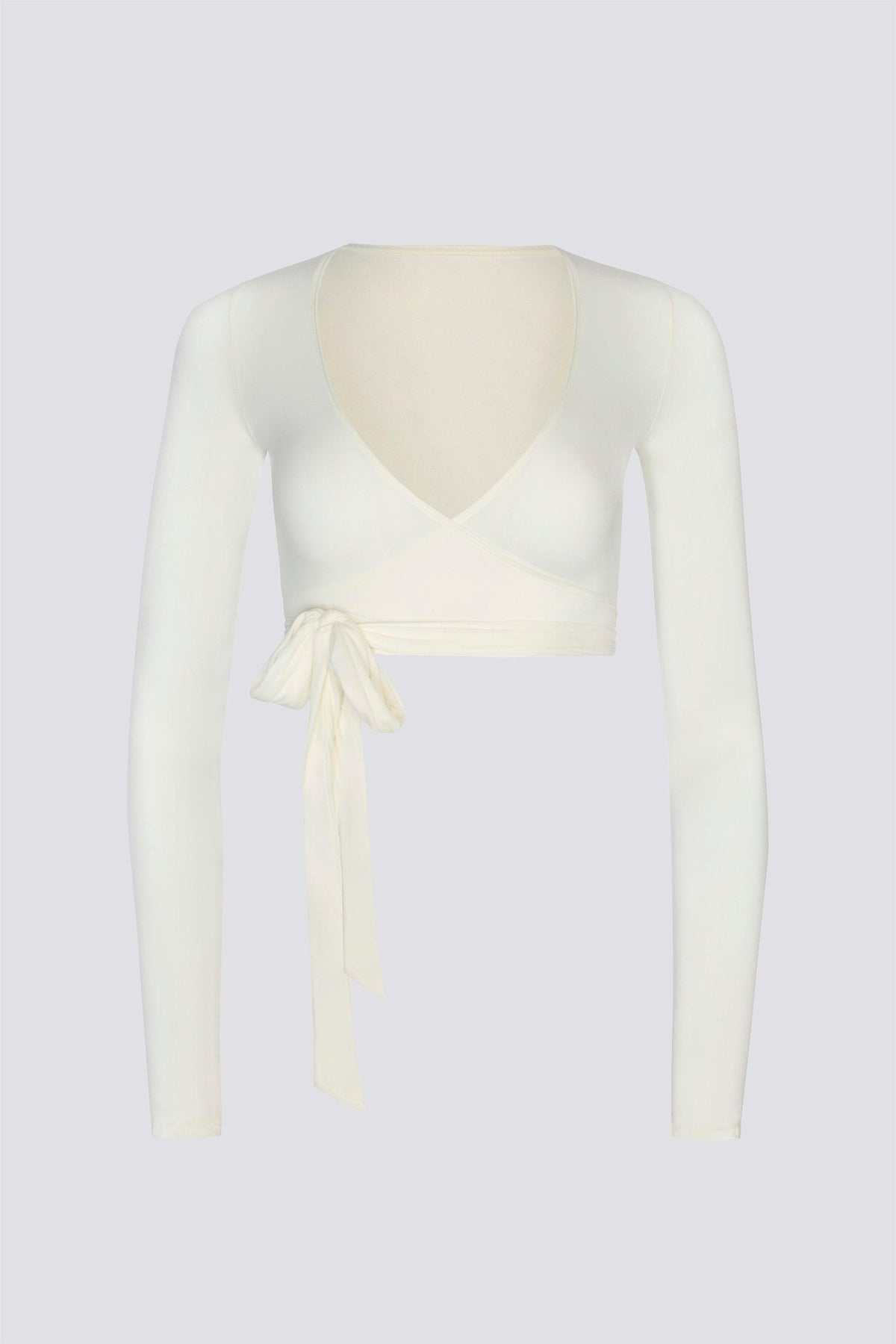 Soft Jersey Wrap Crop Top In White