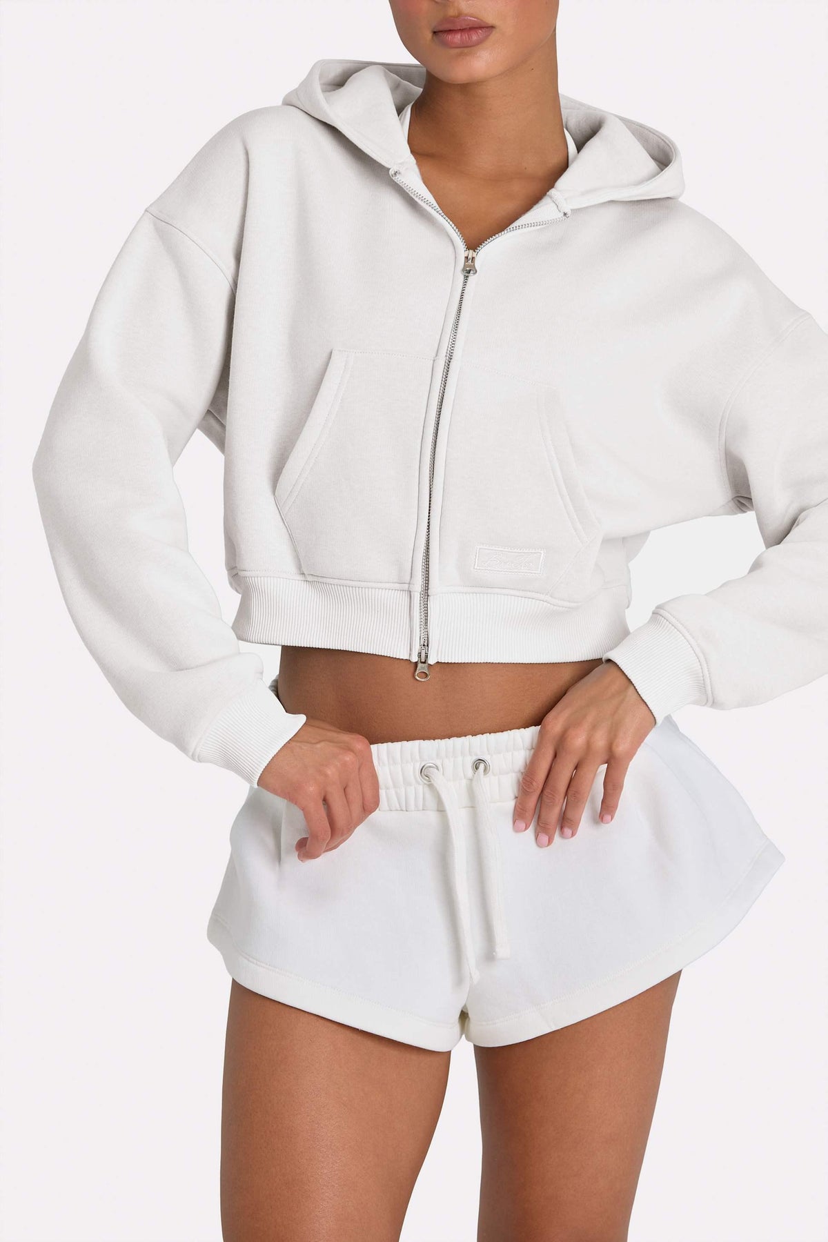 Oversized Zip-up Hoodie In Coconut