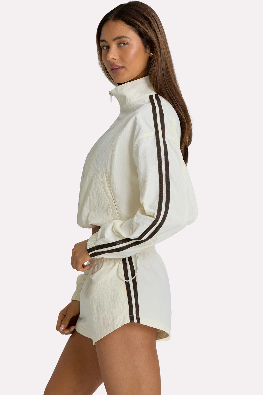Woven Zip-up Track Jacket In Coconut