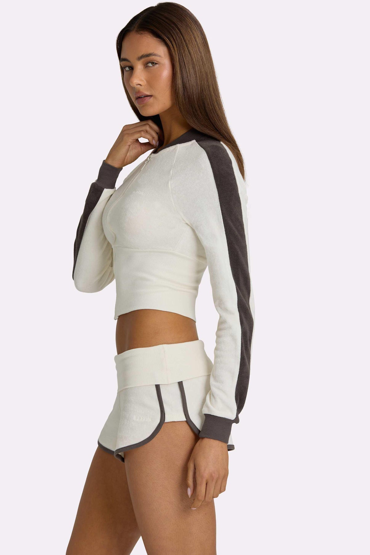 Terry Zip-up Jacket In Coconut