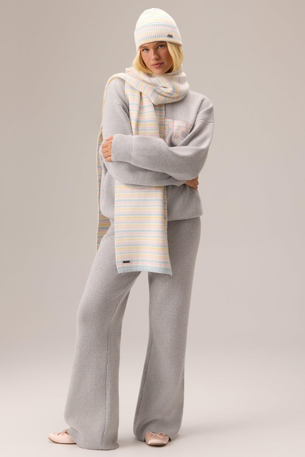 Ribbed Knit Oversized Scarf In Confetti Stripe