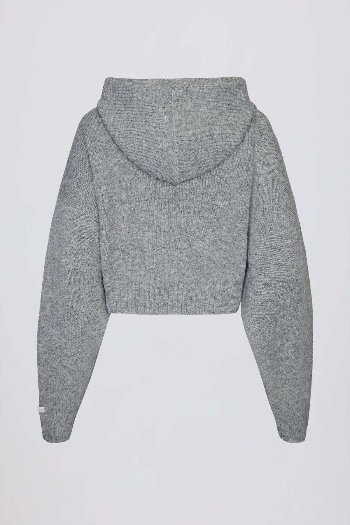 Soft Knit Zip-up Cropped Hoodie In Grey
