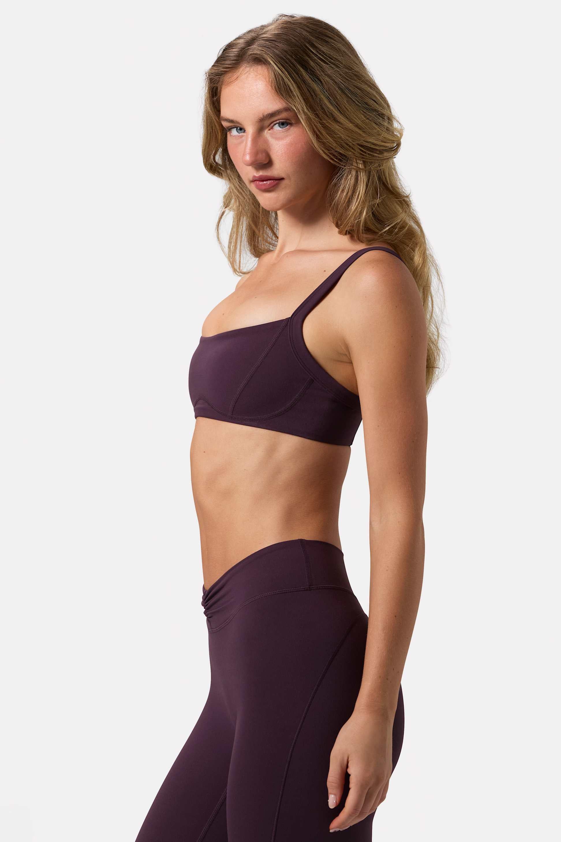 Soft Active Seam-detail Sports Bra In Plum