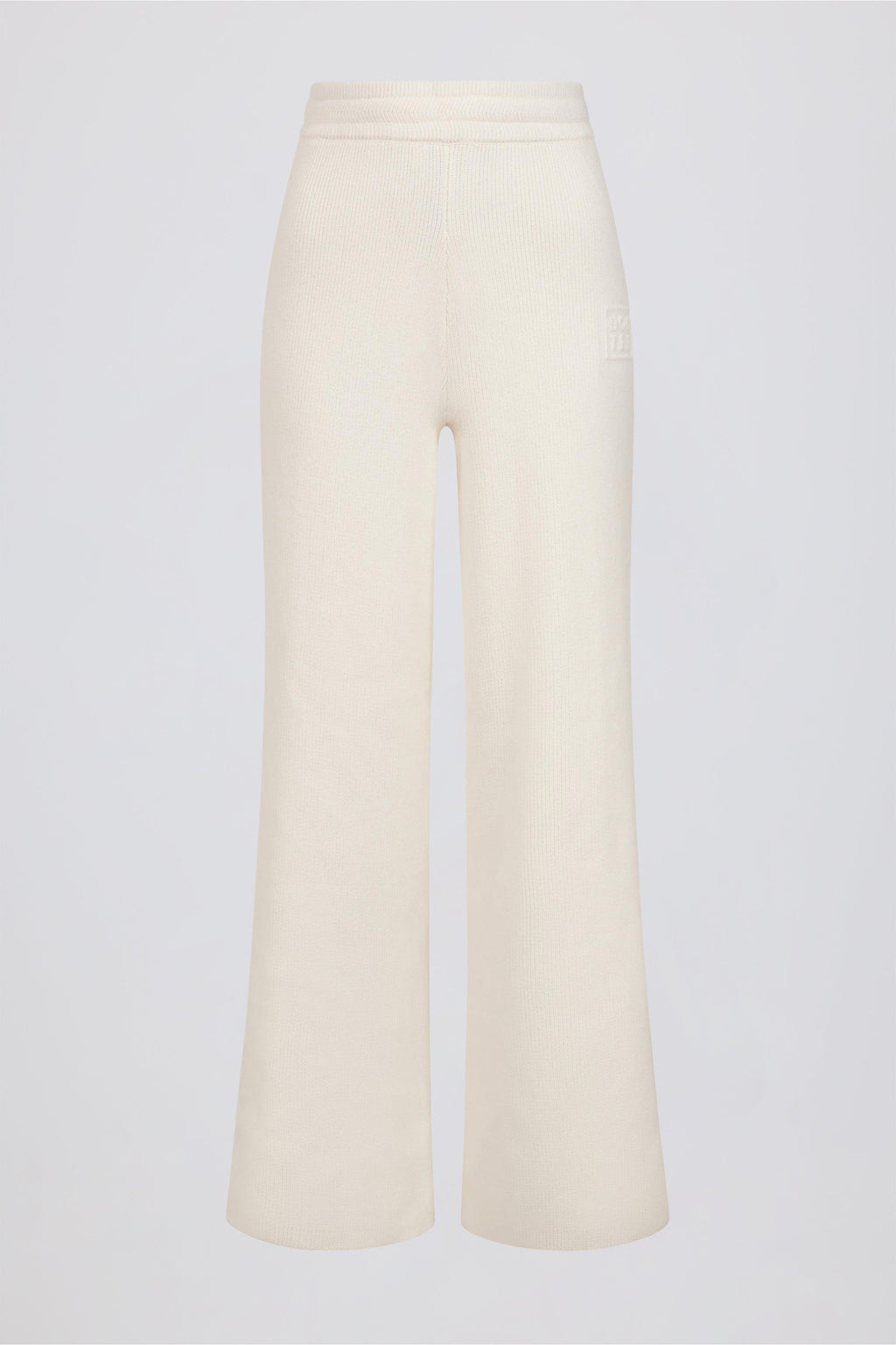 Ribbed-knit Wide-leg Joggers In Ivory
