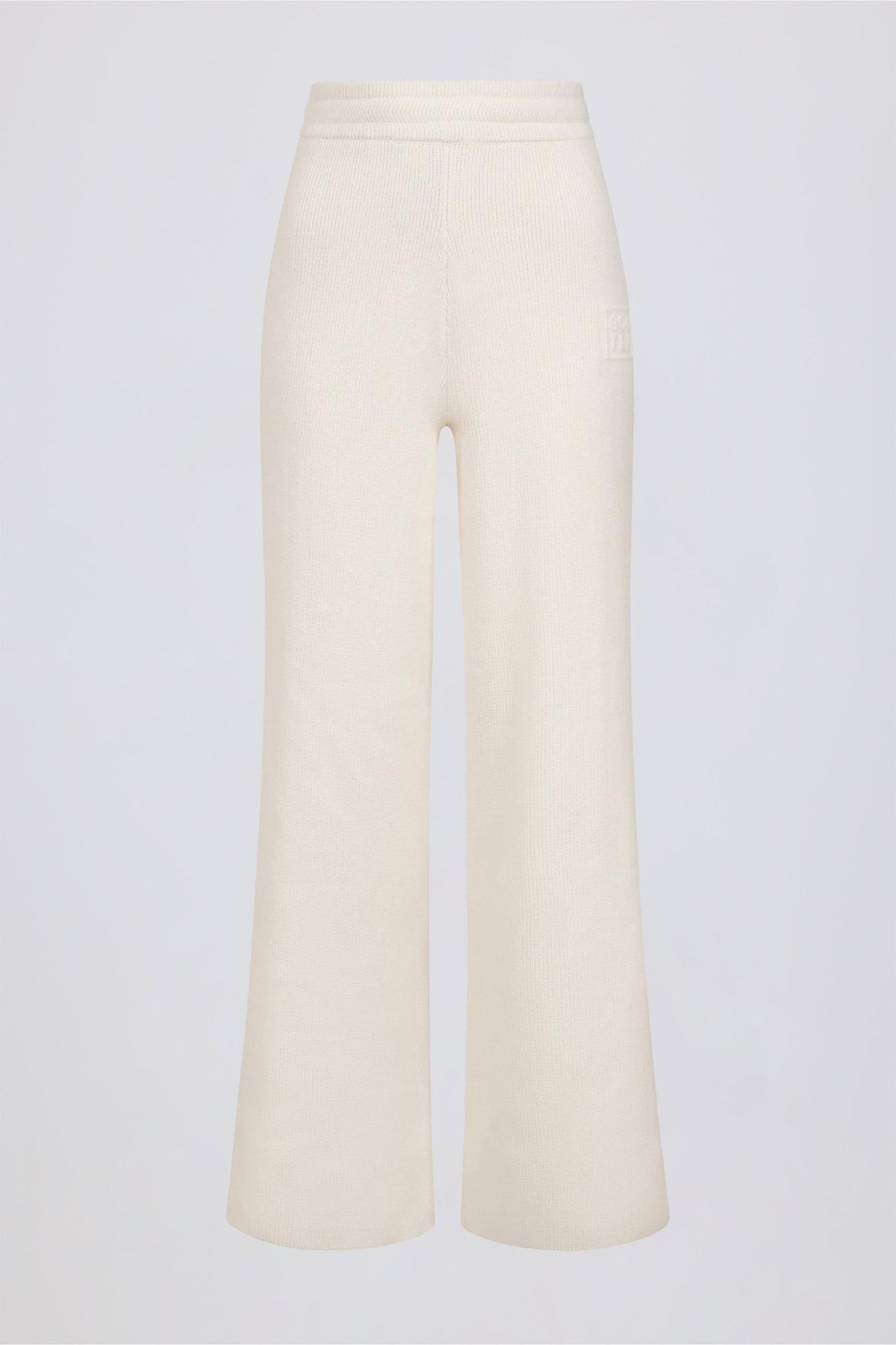 Ribbed-knit Wide-leg Joggers In Ivory