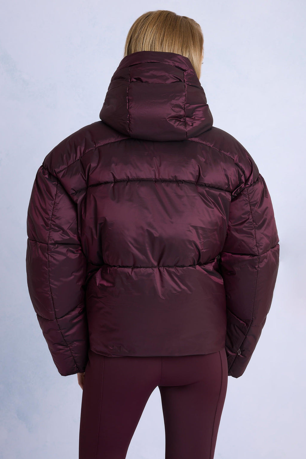 Waterproof Cropped Oversized Ski Jacket In Burgundy