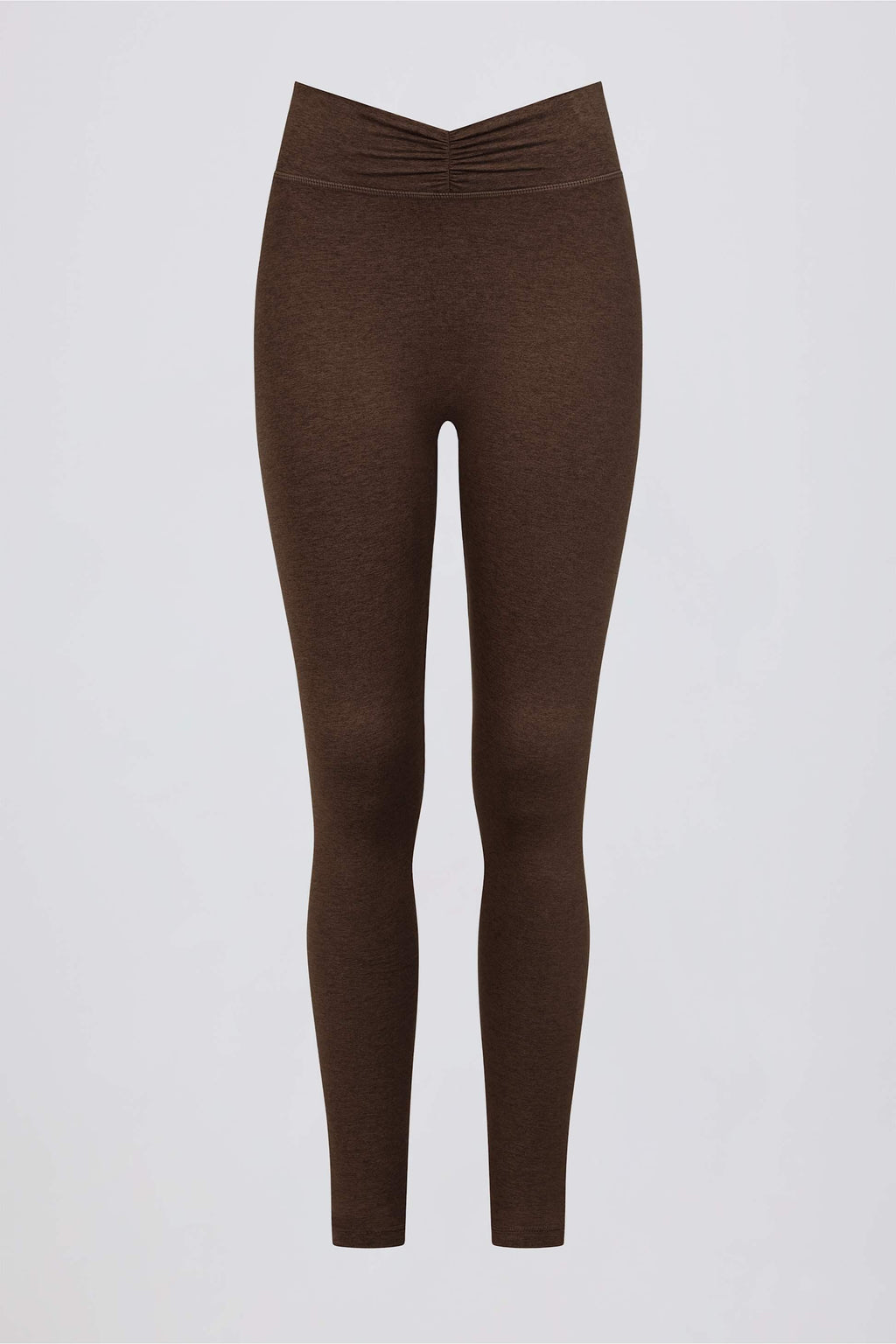 Brushed Jersey Ruched Mid-rise Leggings In Pecan Marl