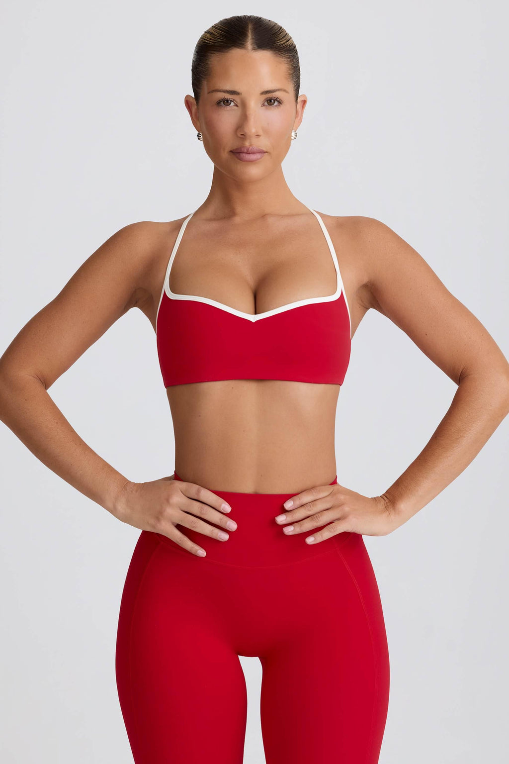 Soft Active Sweetheart-neck Sports Bra In Hot Red