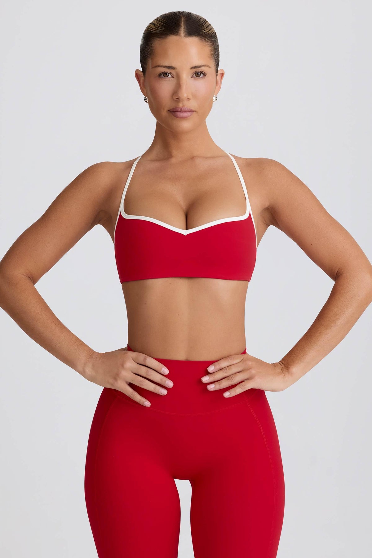 Soft Active Sweetheart-neck Sports Bra In Hot Red