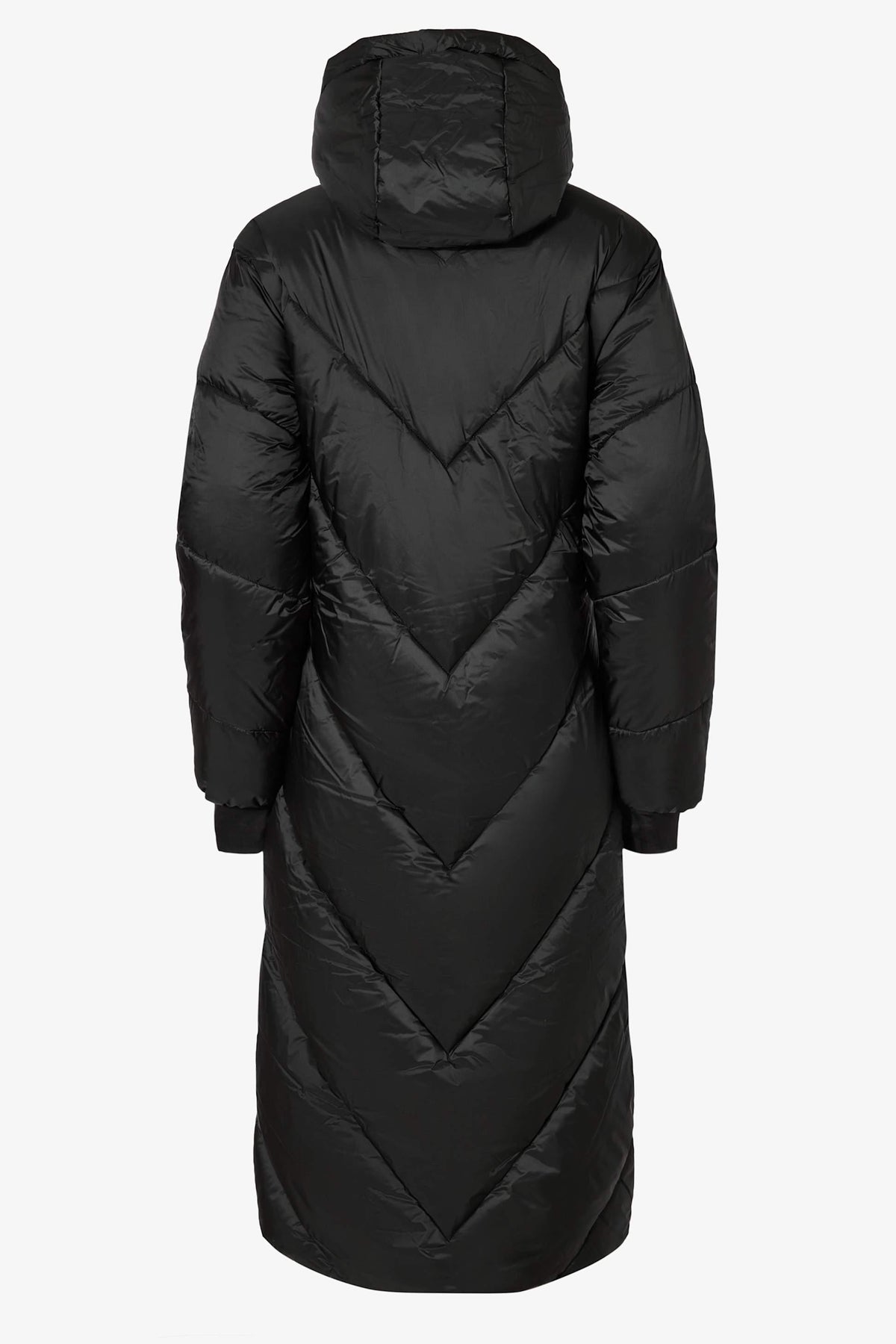 Waterproof Hooded Long Parka Coat In Black