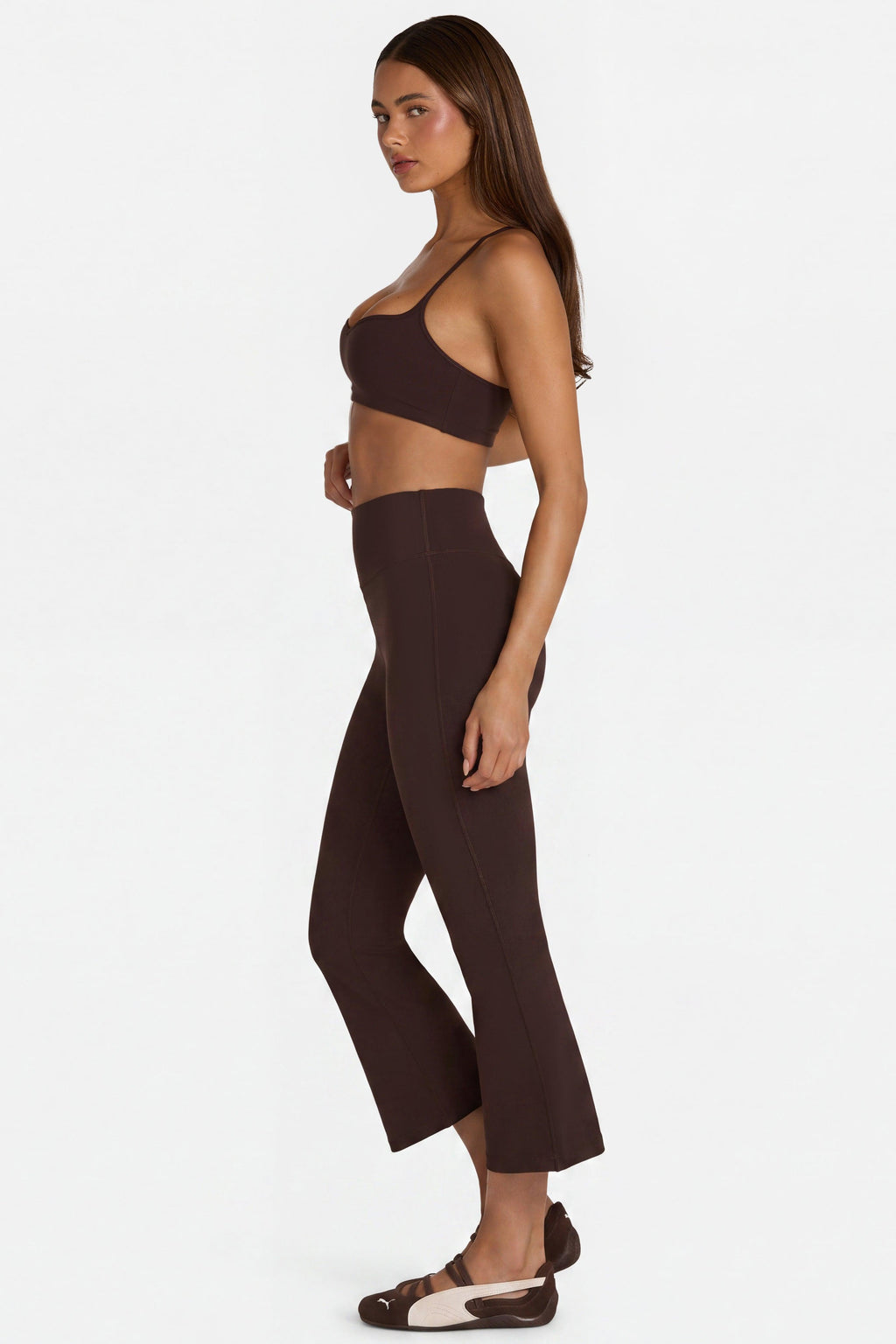 Soft Active Flared Capri Leggings In Espresso