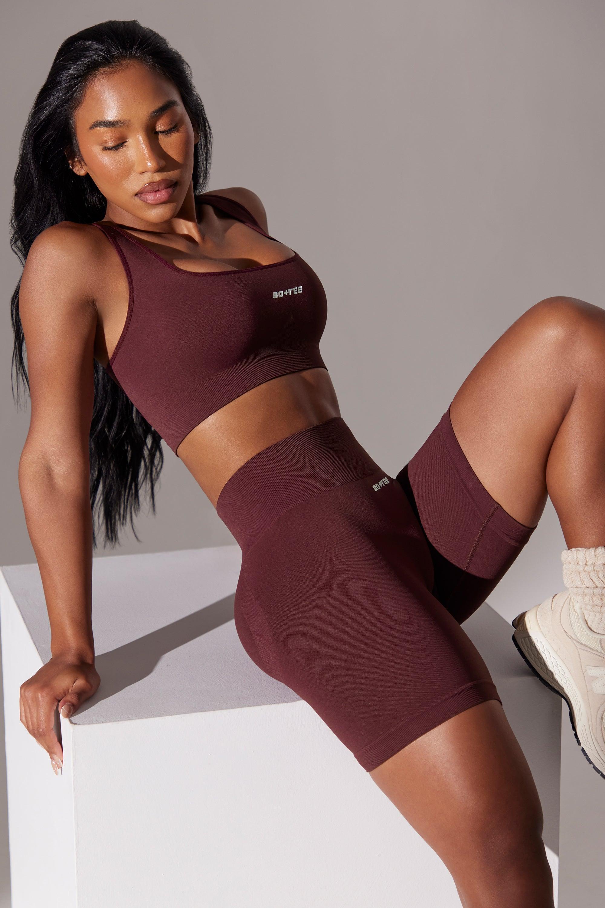High Waist Super Sculpt Biker Shorts In Burgundy