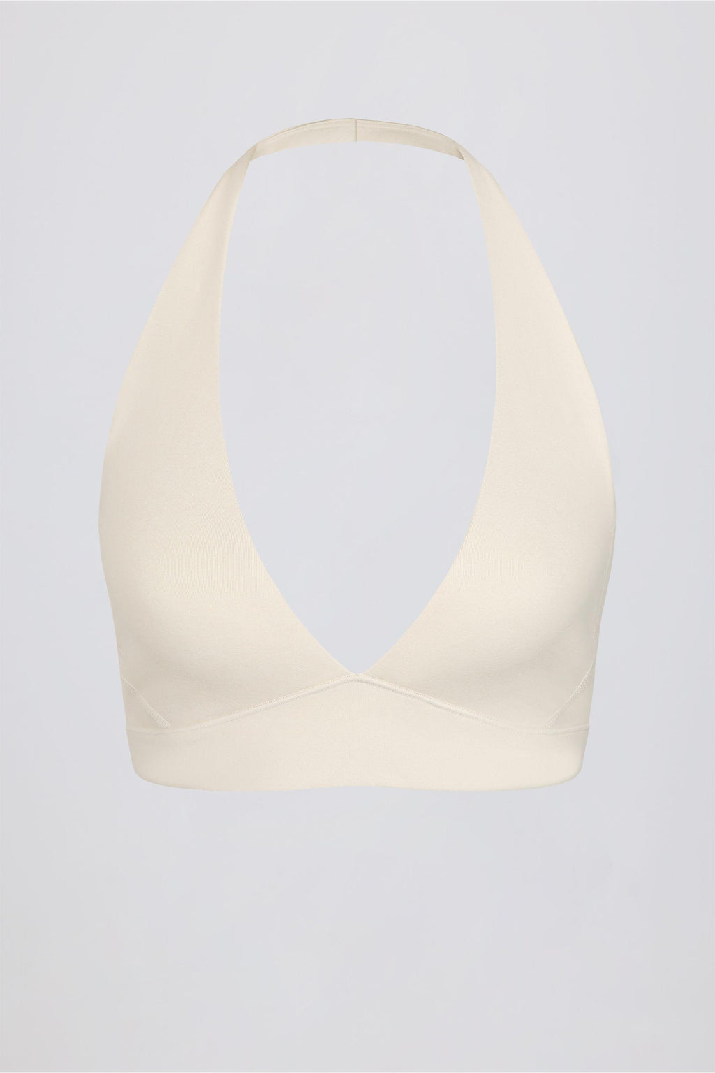 Brushed Jersey V-neck Sports Bra In Vanilla