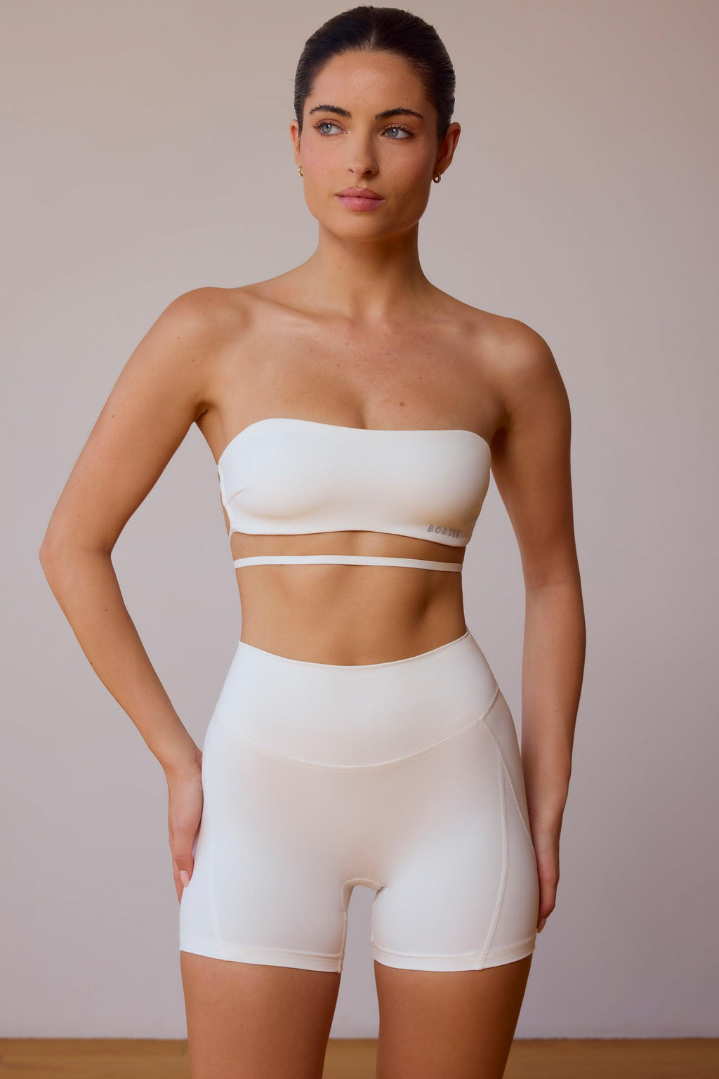 Cross-back Bandeau Bra In Soft White