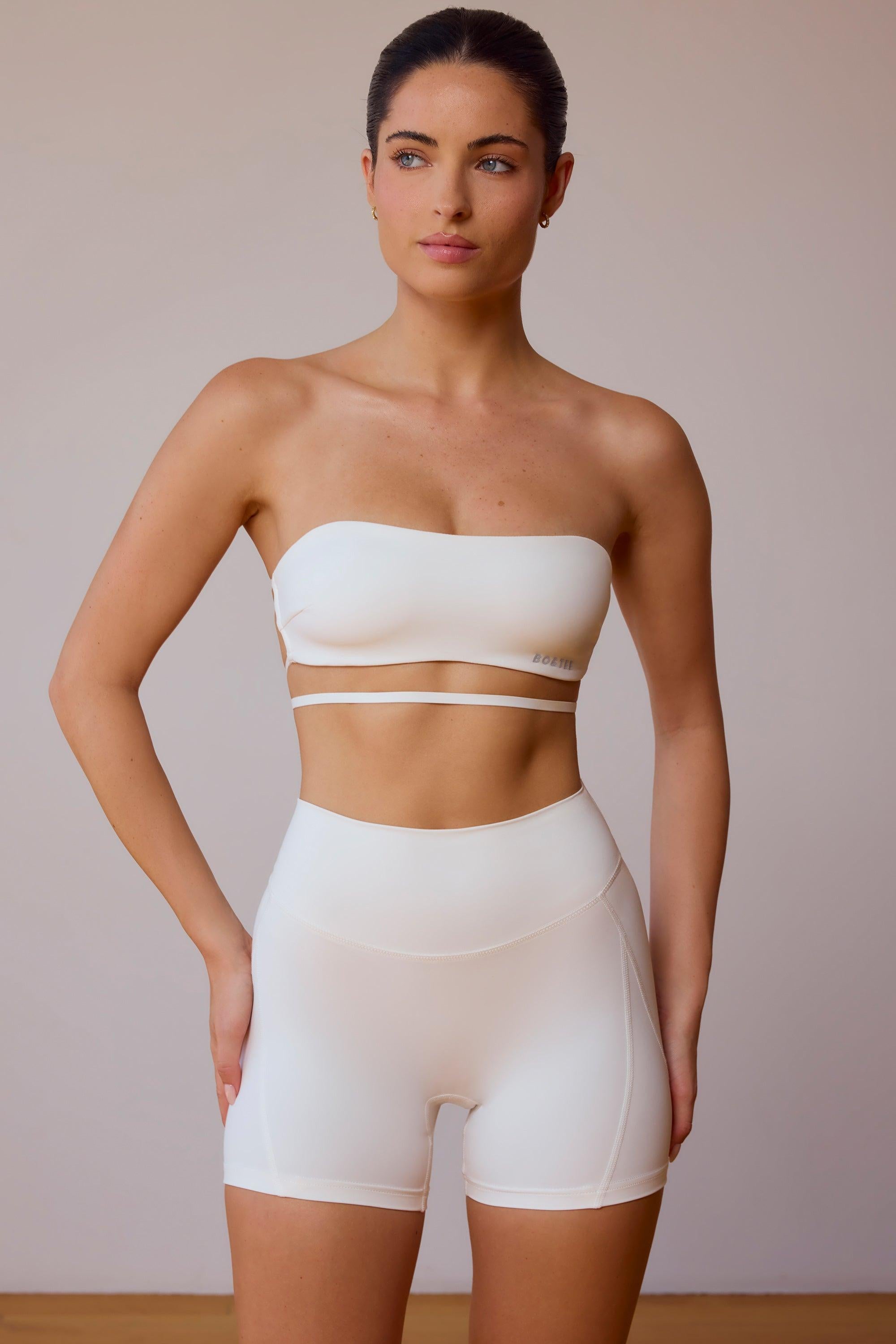 Cross-back Bandeau Bra In Soft White