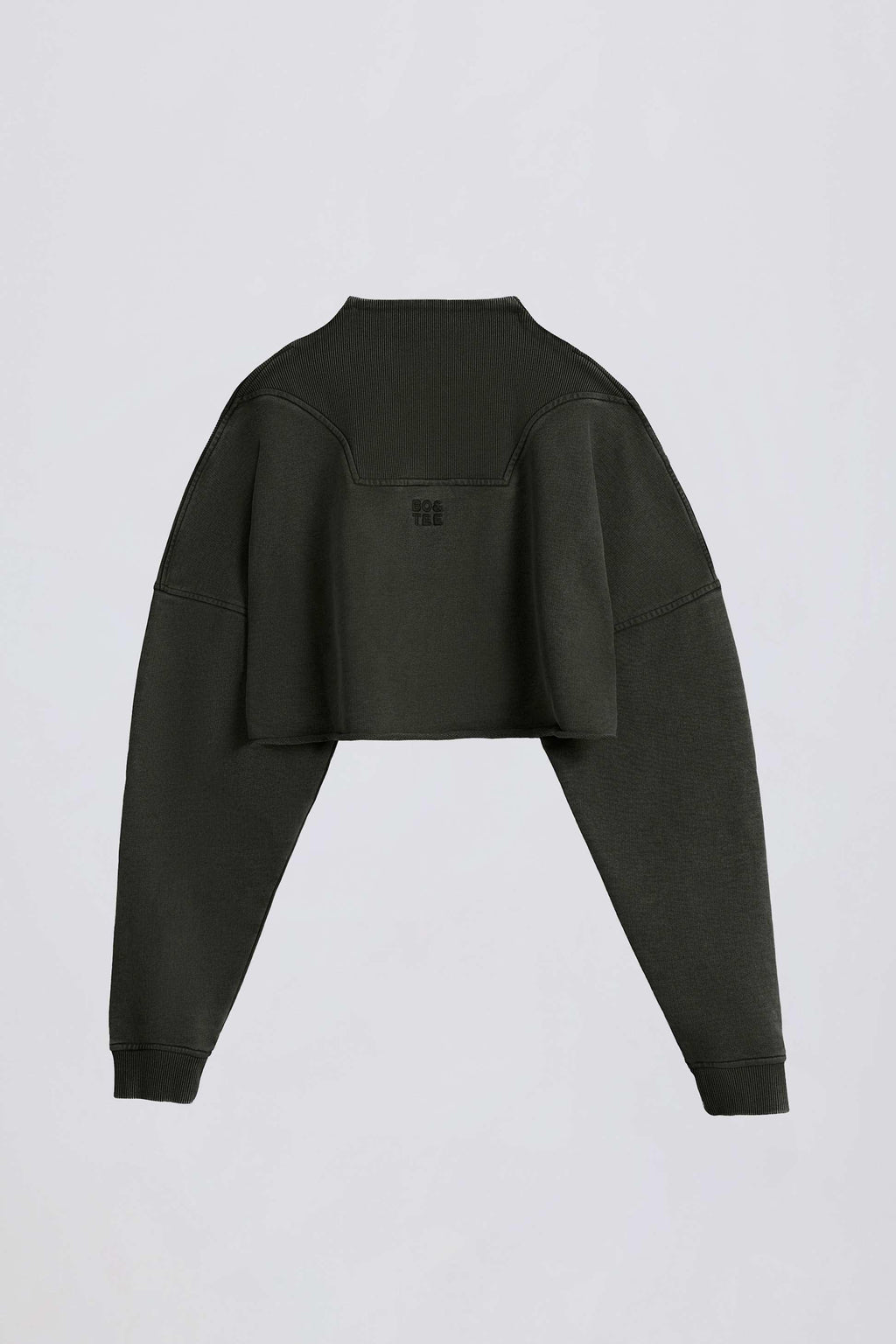 Cotton Jersey Acid Wash Cropped Sweatshirt In Ash