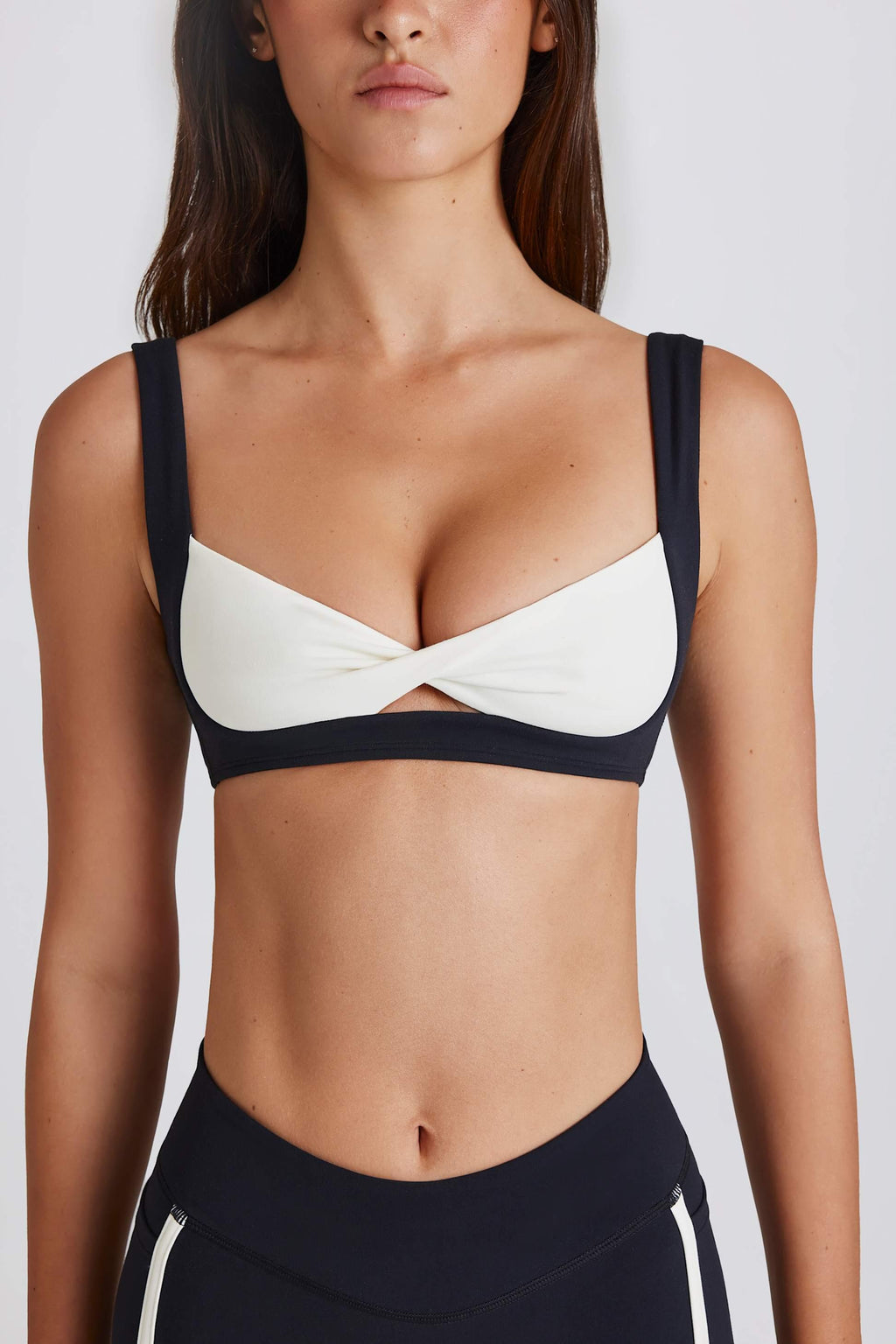 Soft Active Twist-front Sports Bra In Black