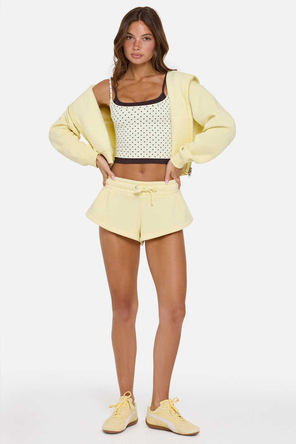 Mid-rise Mini Shorts In Buttercream