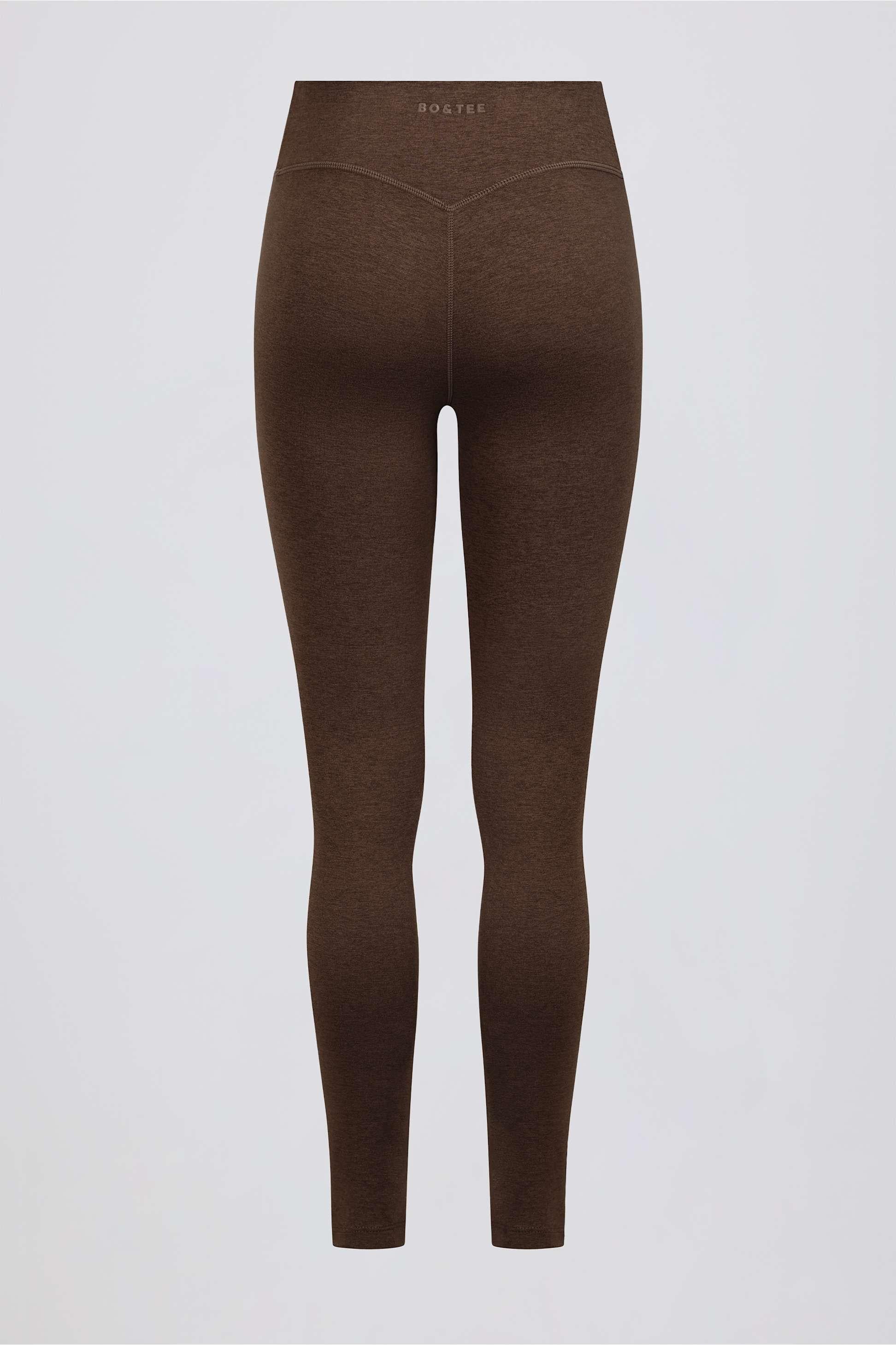Brushed Jersey Ruched Mid-rise Leggings In Pecan Marl