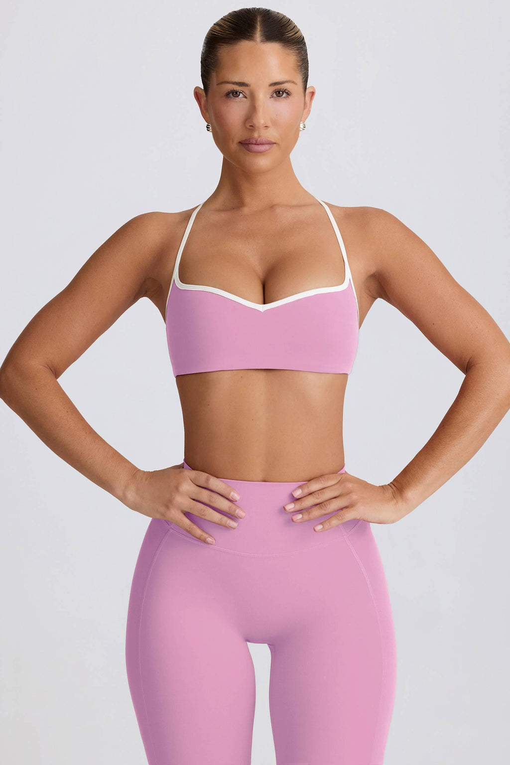 Soft Active Sweetheart-neck Sports Bra In Dusty Pink