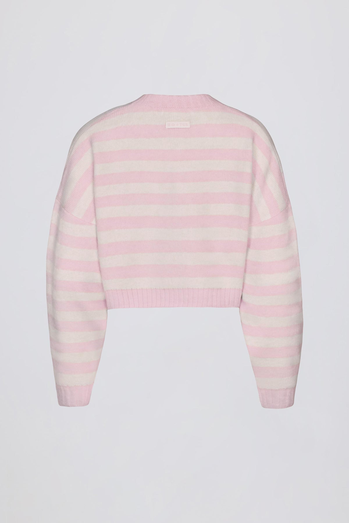 Soft Knit Stripe Cropped Cardigan In Pink Stripe