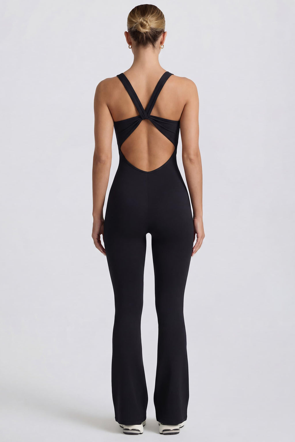 Soft Active Cut Out Back Jumpsuit In Black