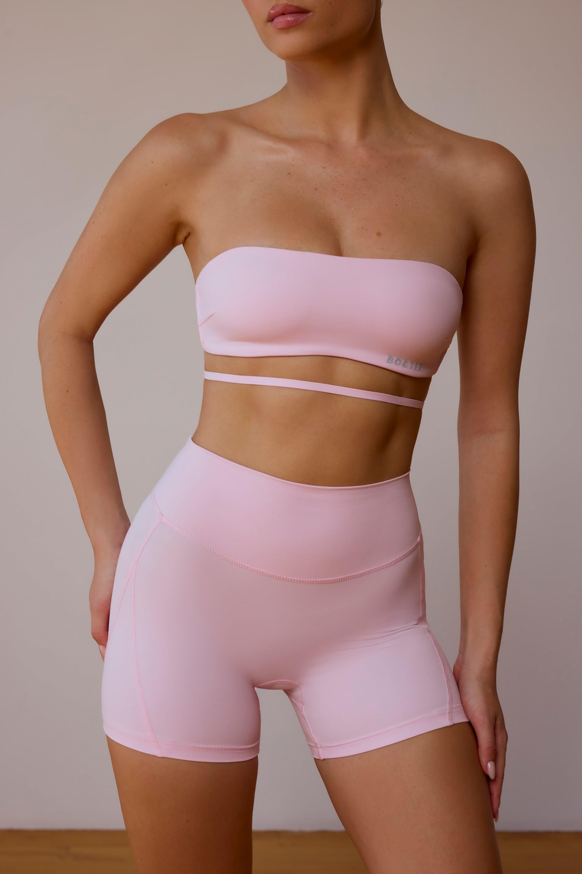 Cross-back Bandeau Bra In Soft Pink