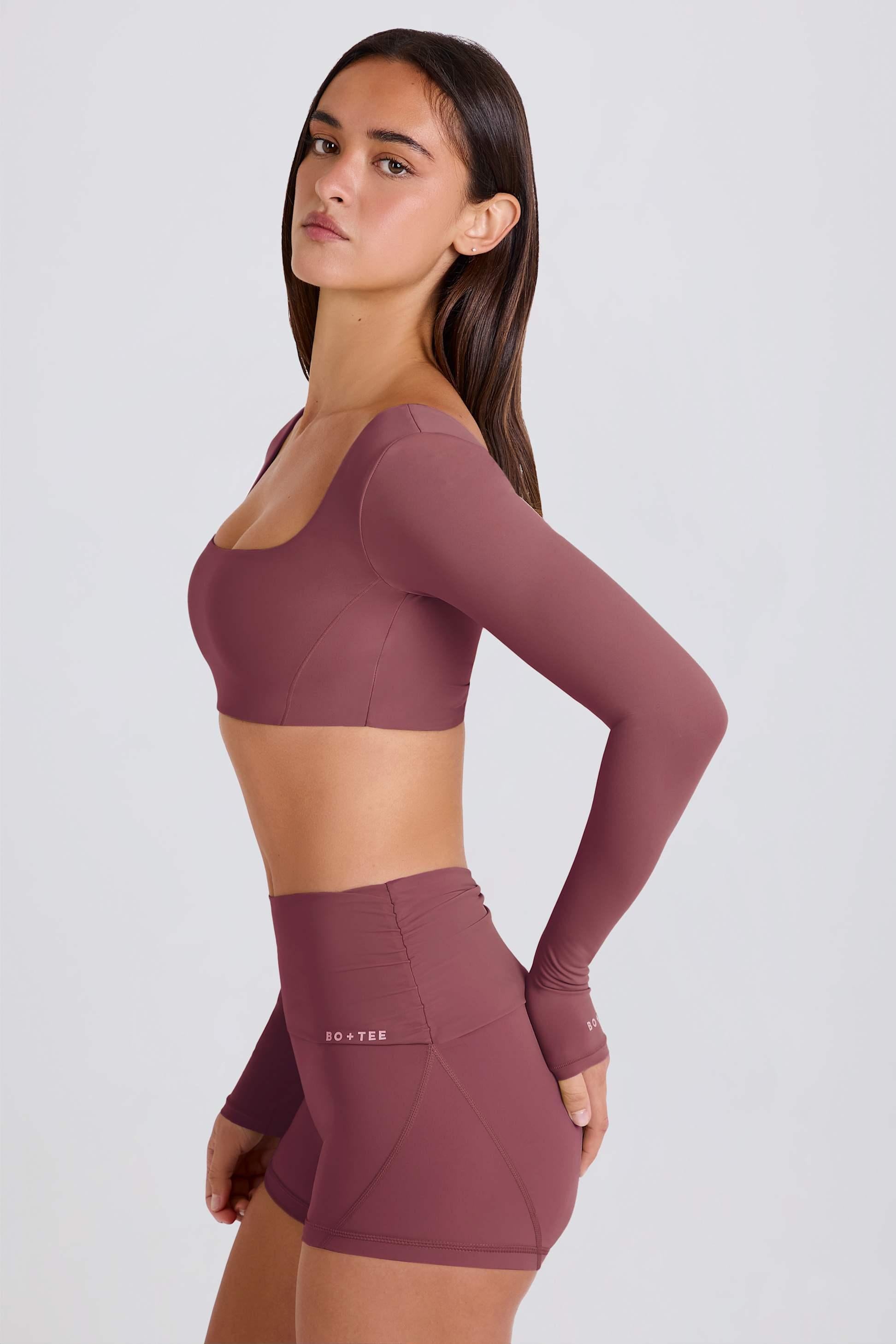 Long-sleeve Crop Top In Acai