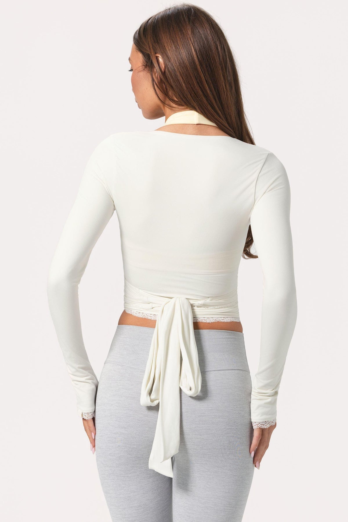 Soft Jersey Wrap Top In Coconut