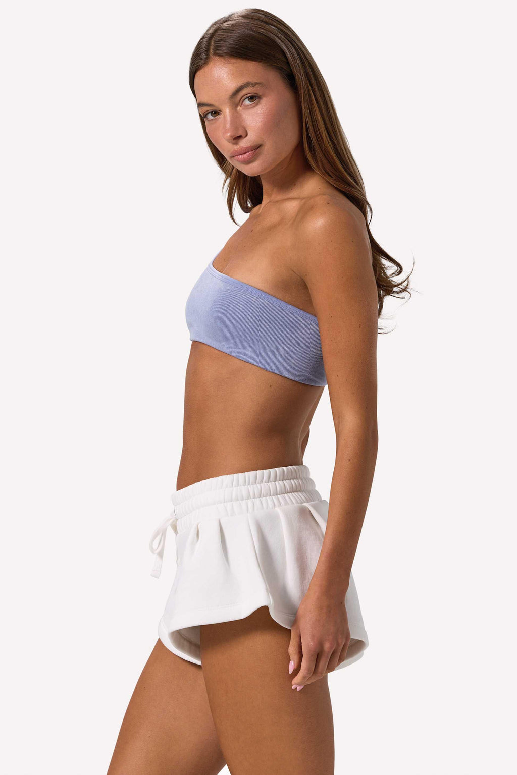 One-shoulder Sports Bra In Washed Blue
