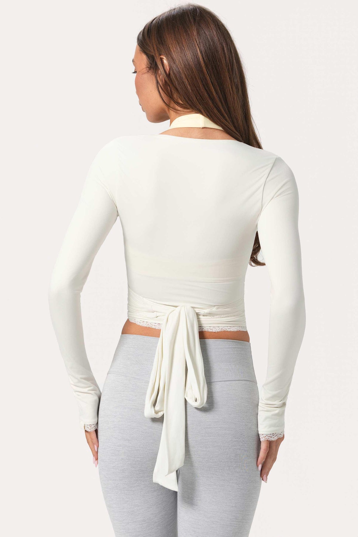 Soft Jersey Wrap Top In Coconut